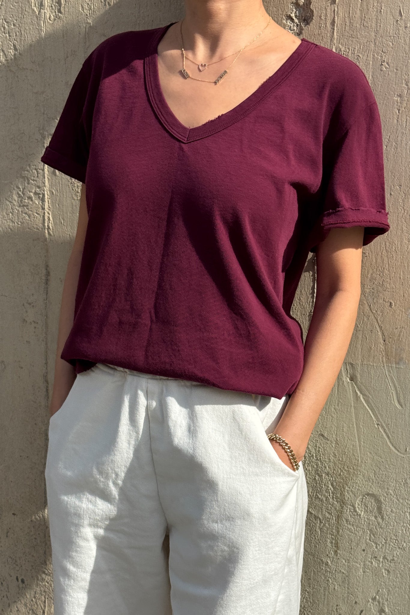 Vintage La Vie Tee (Organic Cotton) - Maroon