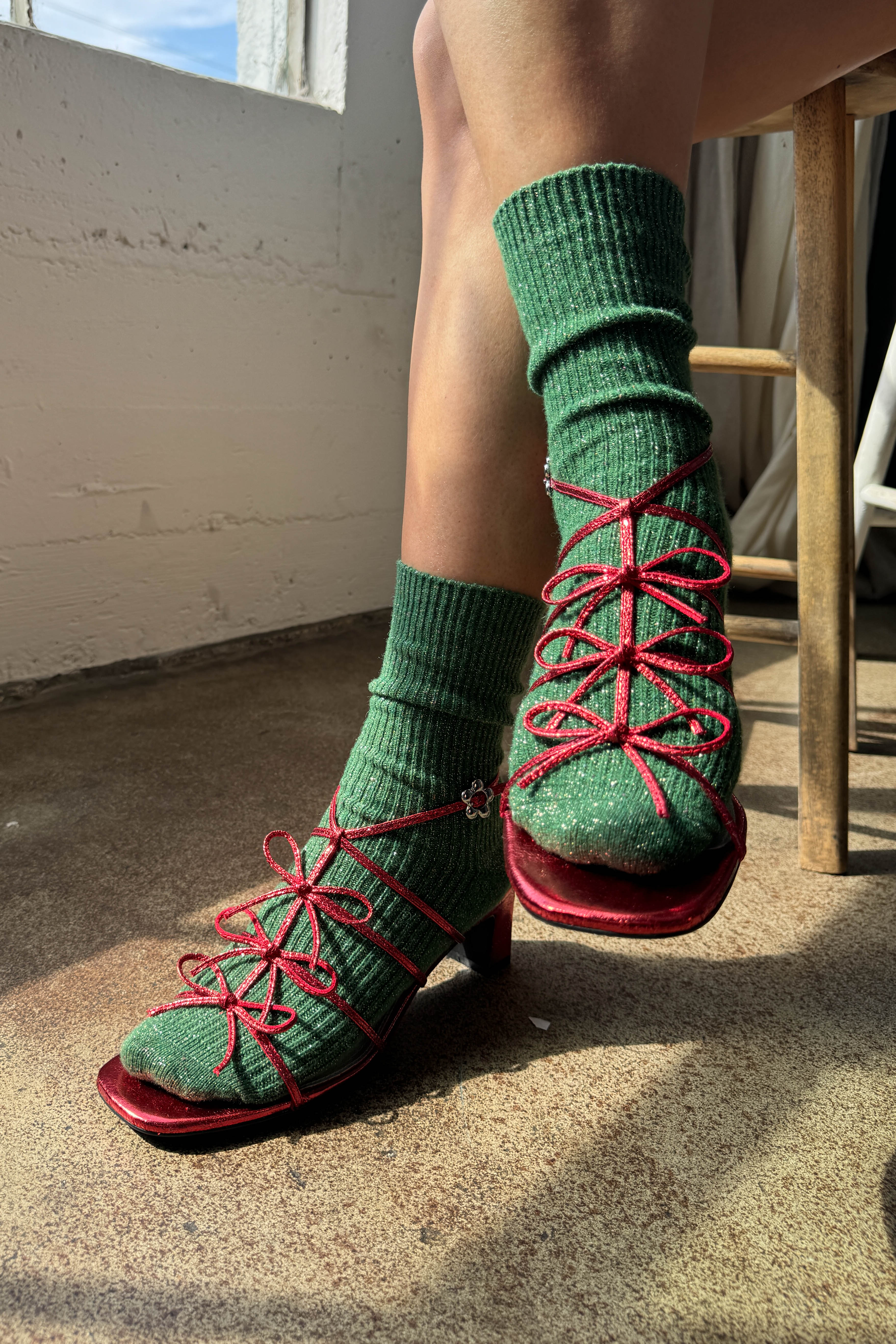 Winter Sparkle Socks - Evergreen