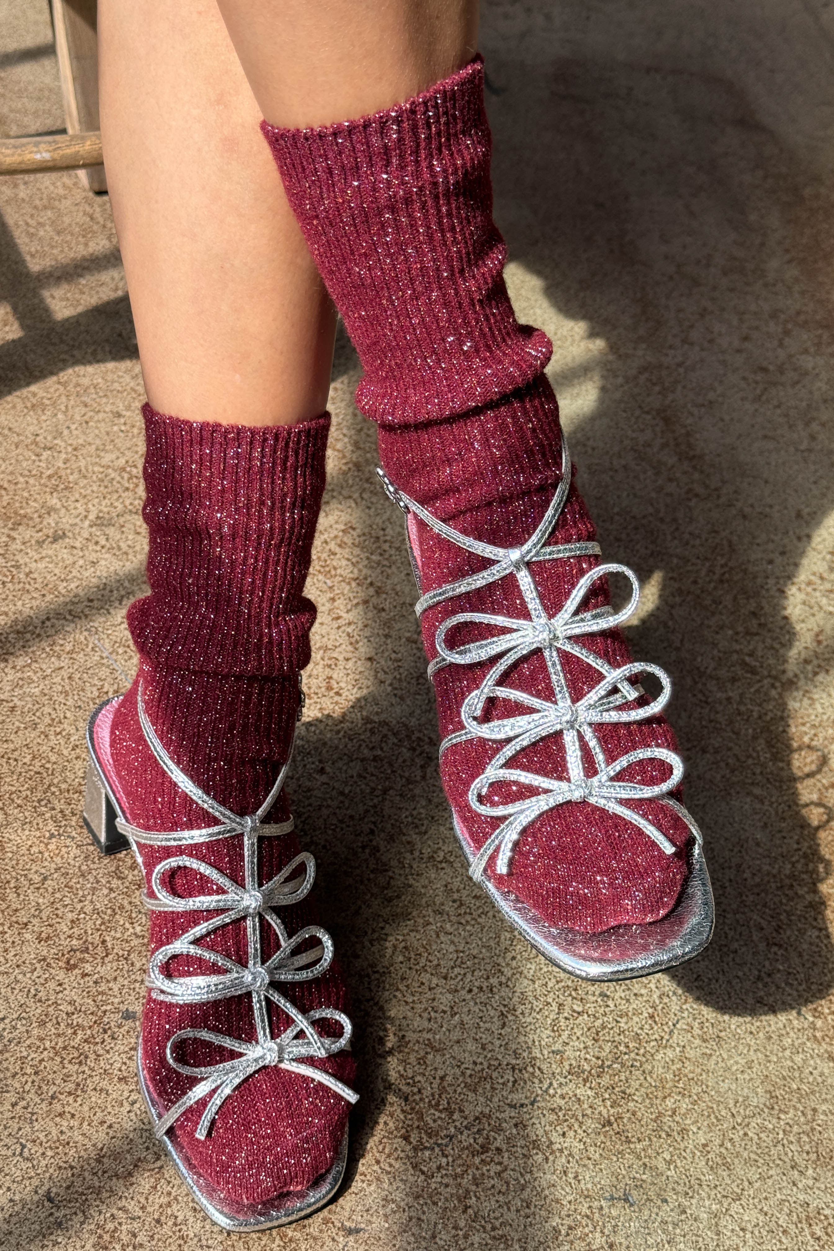 Winter Sparkle Socks - Wine