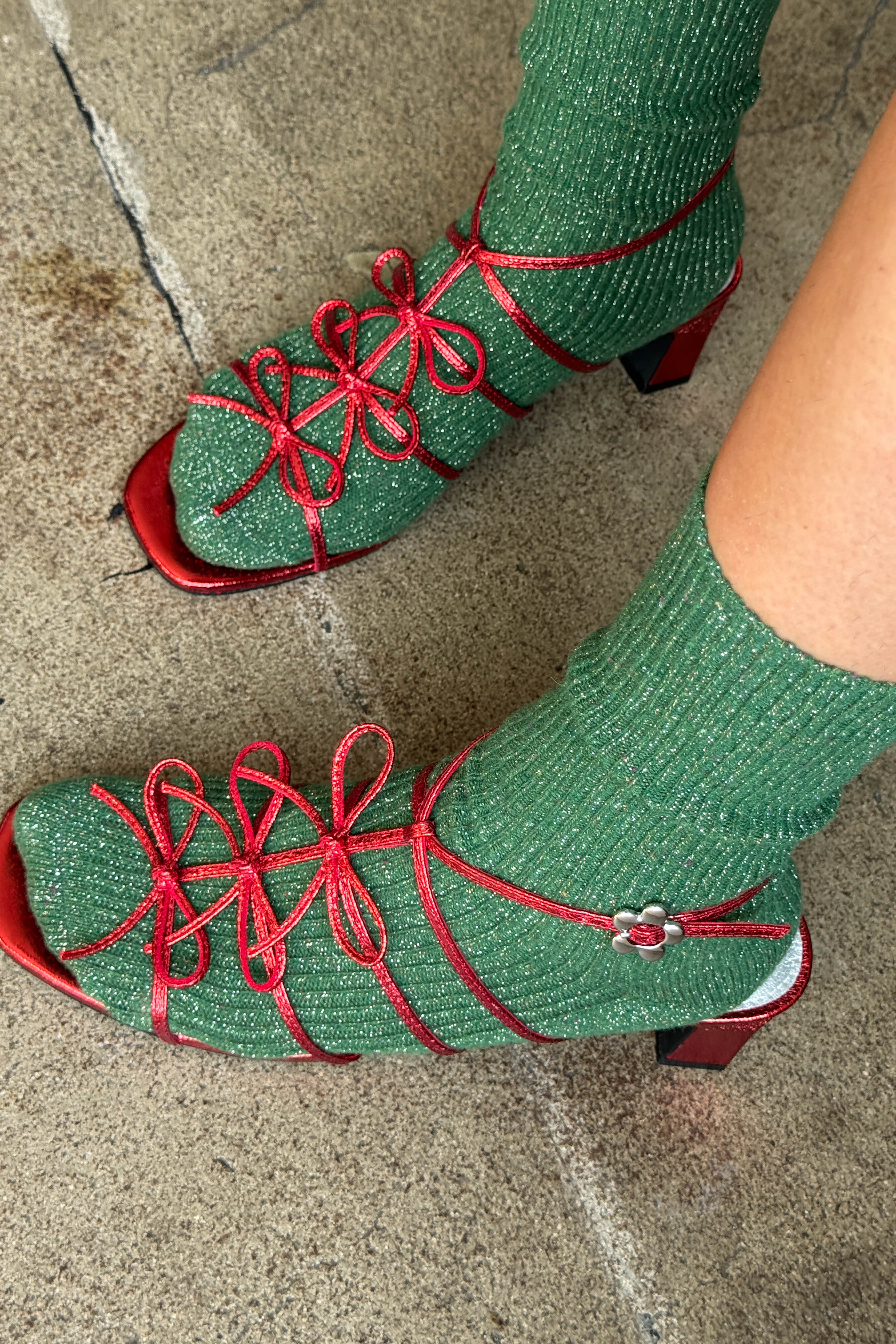 Winter Sparkle Socks - Evergreen