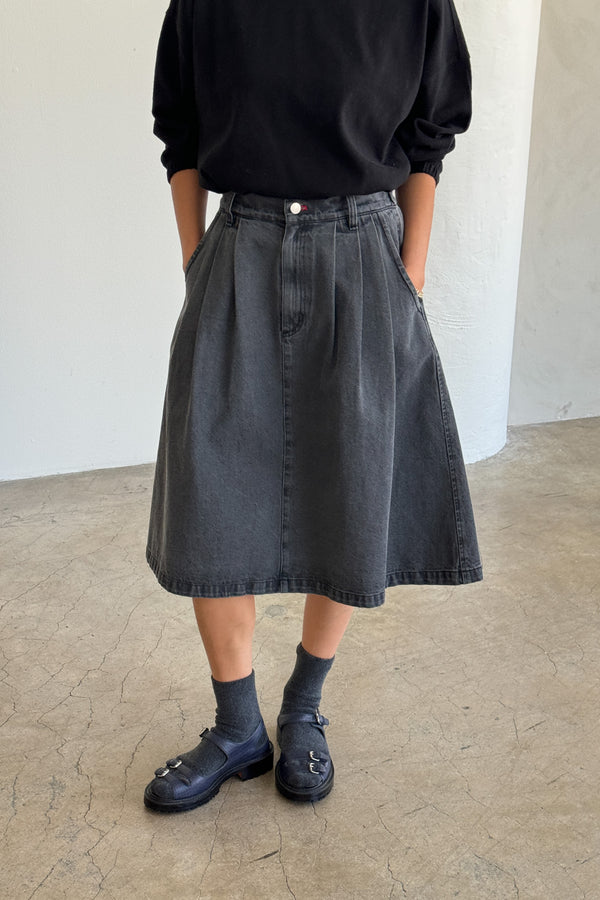 Farm Girl Skirt - Black Denim
