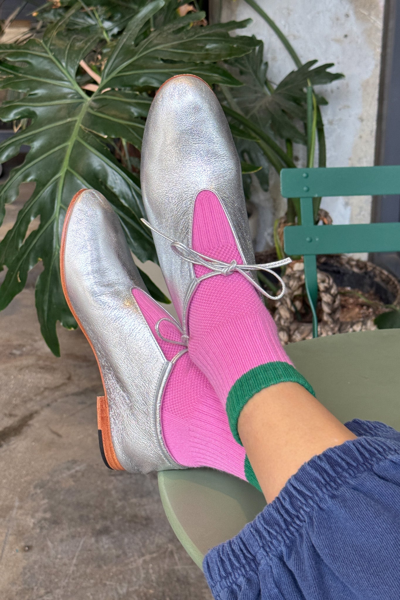 Color Block Girlfriend Socks - Rose Green