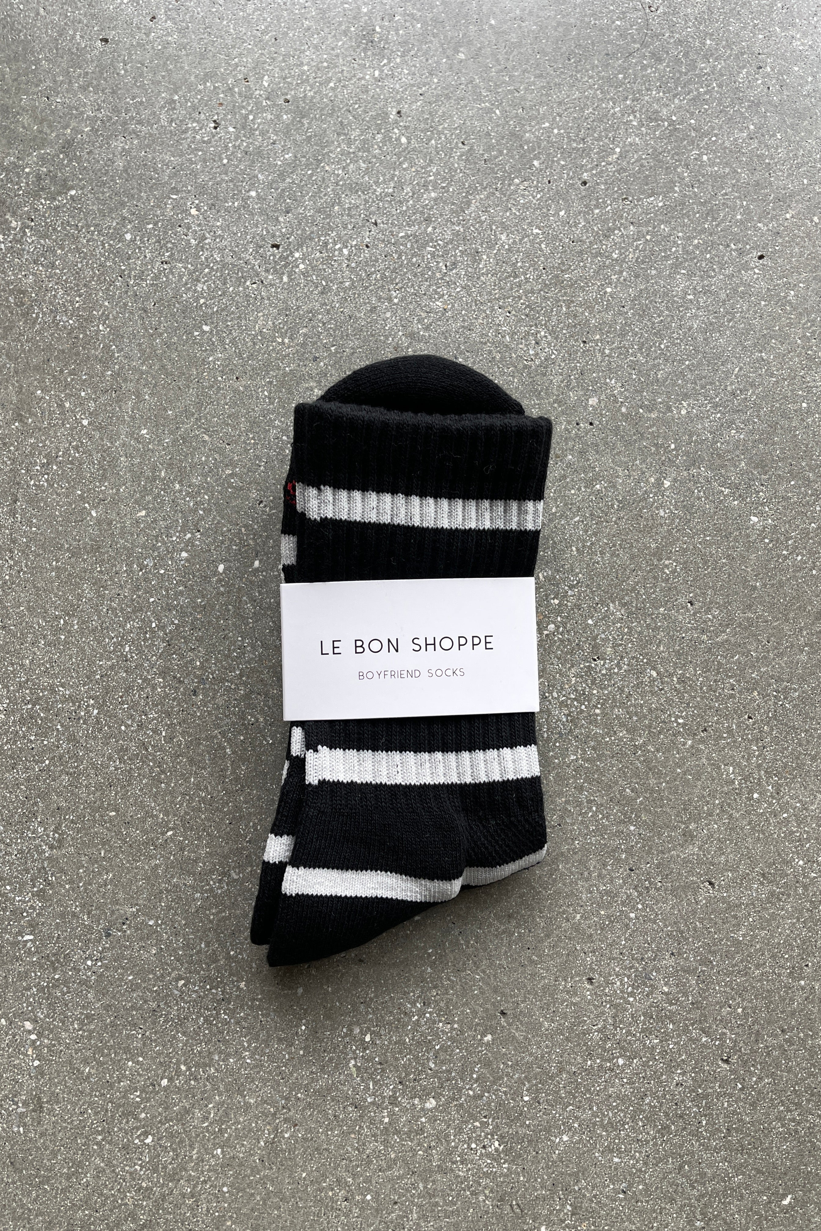 Striped Boyfriend Socks - Black Stripe