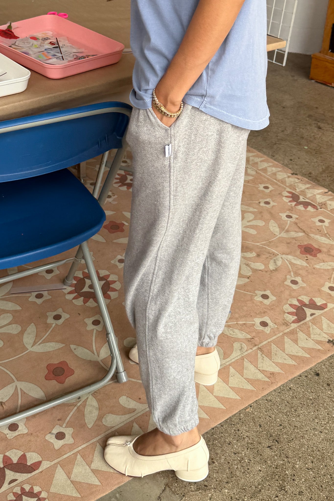 Pointelle Serene Joggers - Melange Grey