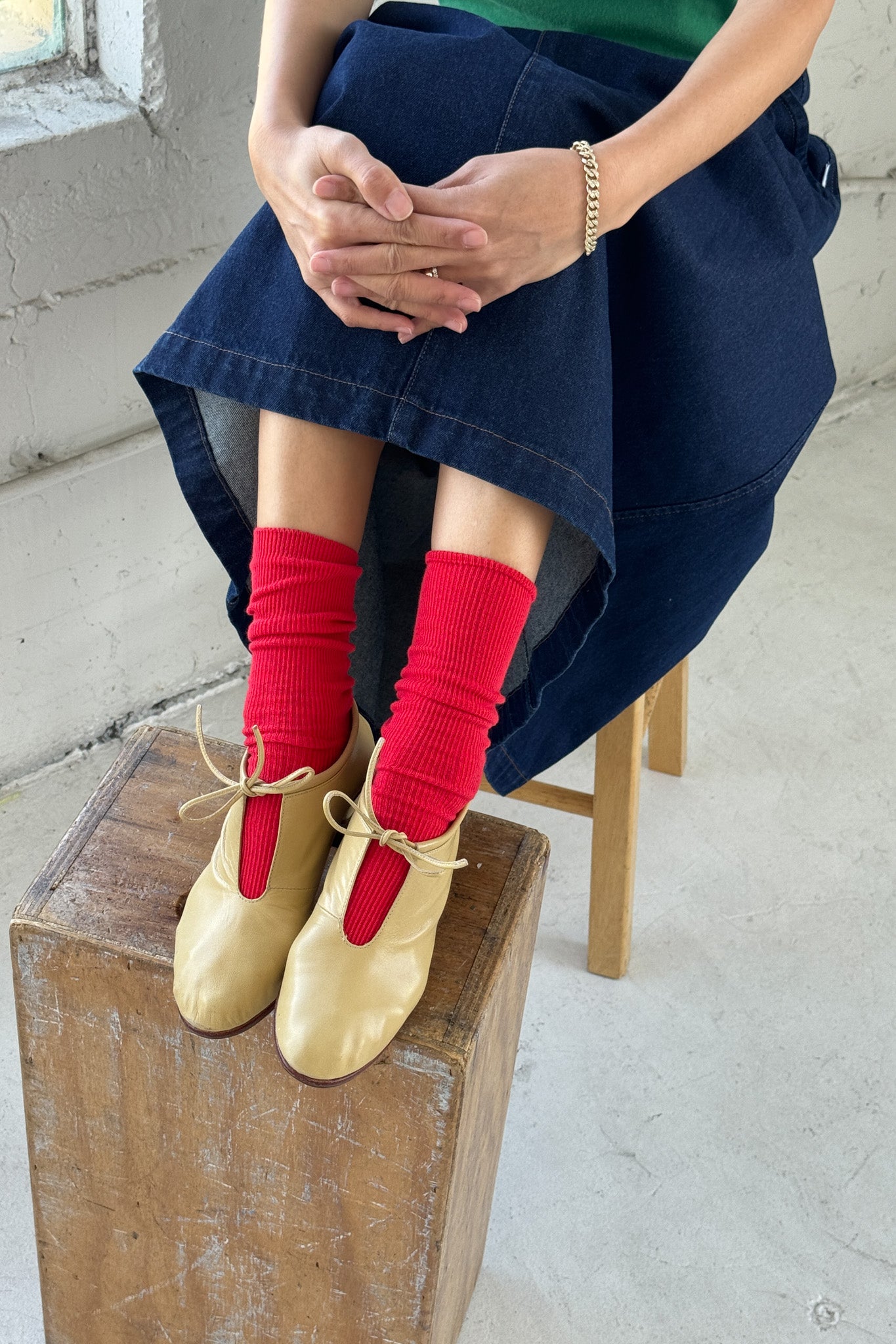 Chaussettes Pantalon - Rouge à Lèvres Rouge