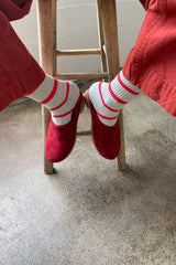 Striped Boyfriend Socks - Red Stripe