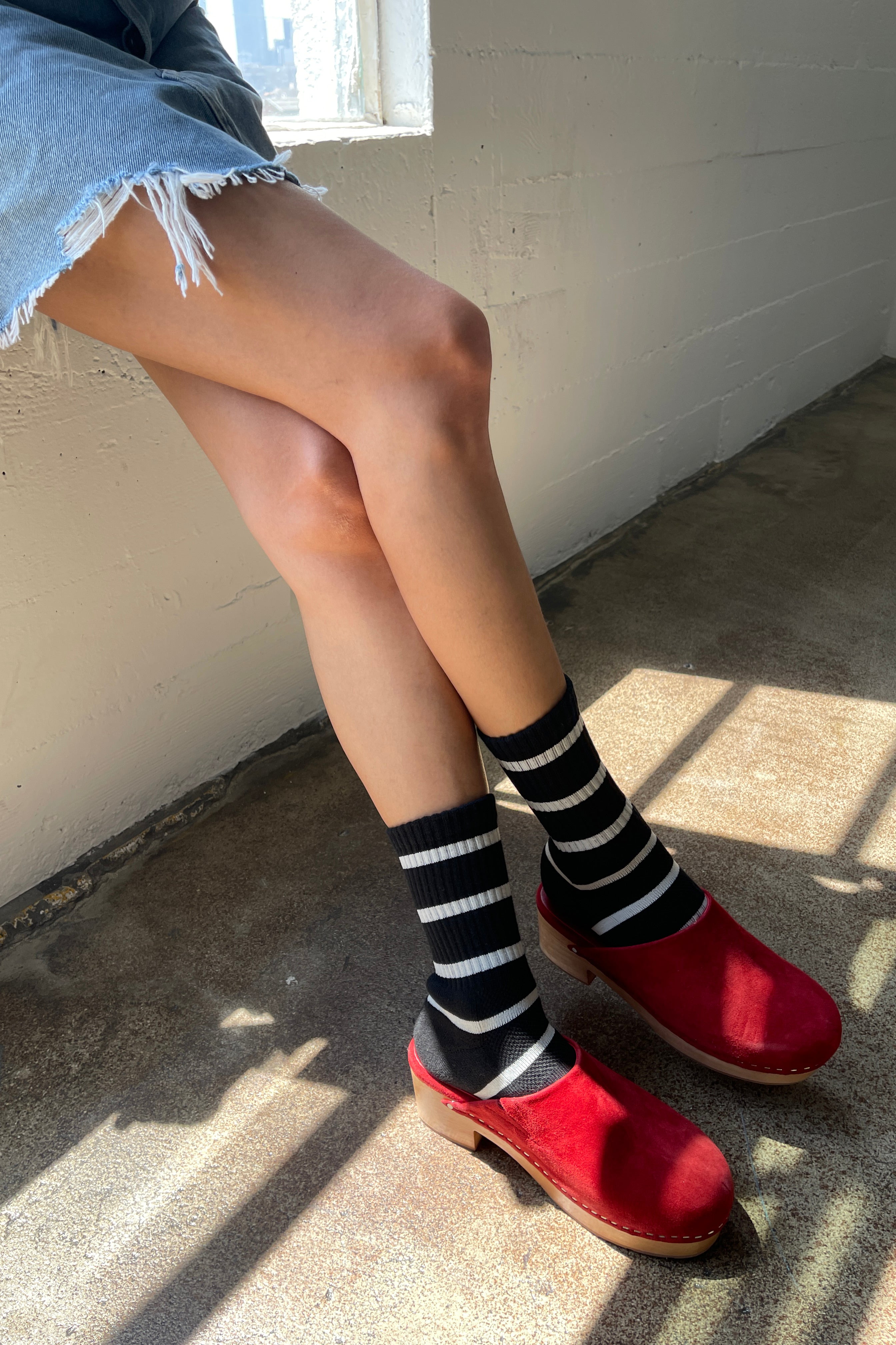 Striped Boyfriend Socks - Black Stripe