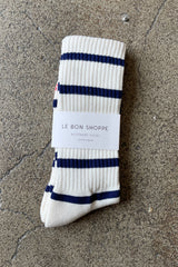 Extended Striped Boyfriend Socks - Sailor Stripe