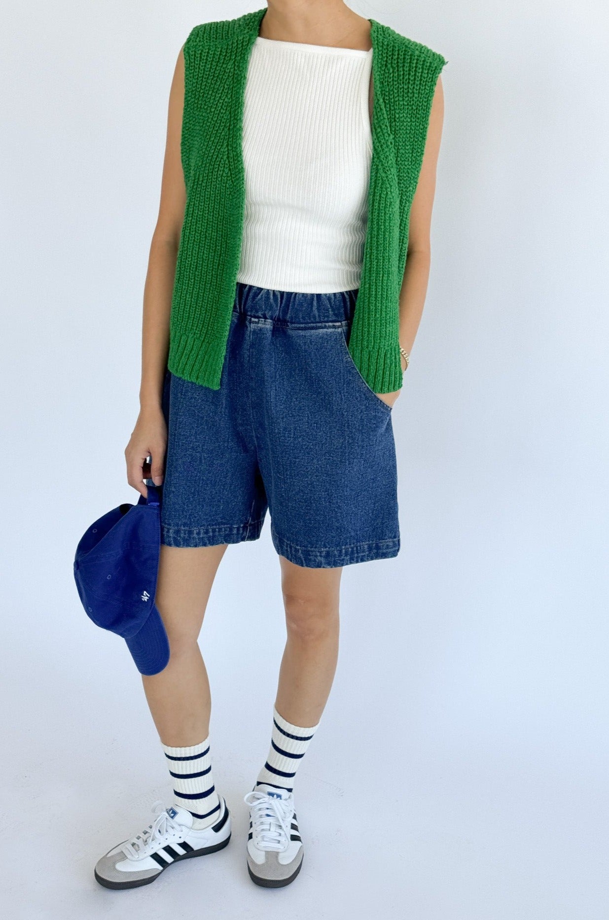 Granny Cotton Sweater Vest - Green Pepper