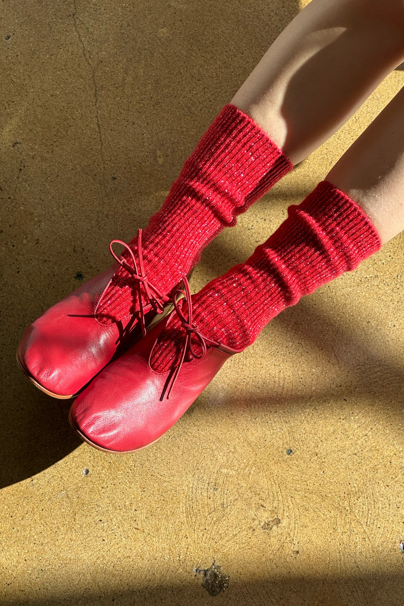 Winter Sparkle Socks - Poinsettia