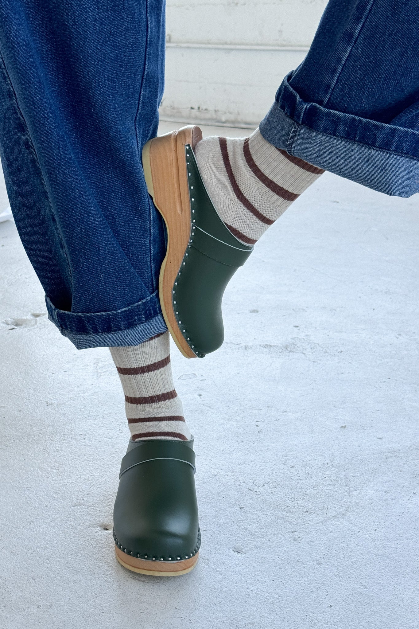 Striped Boyfriend Socks - Flax Stripe