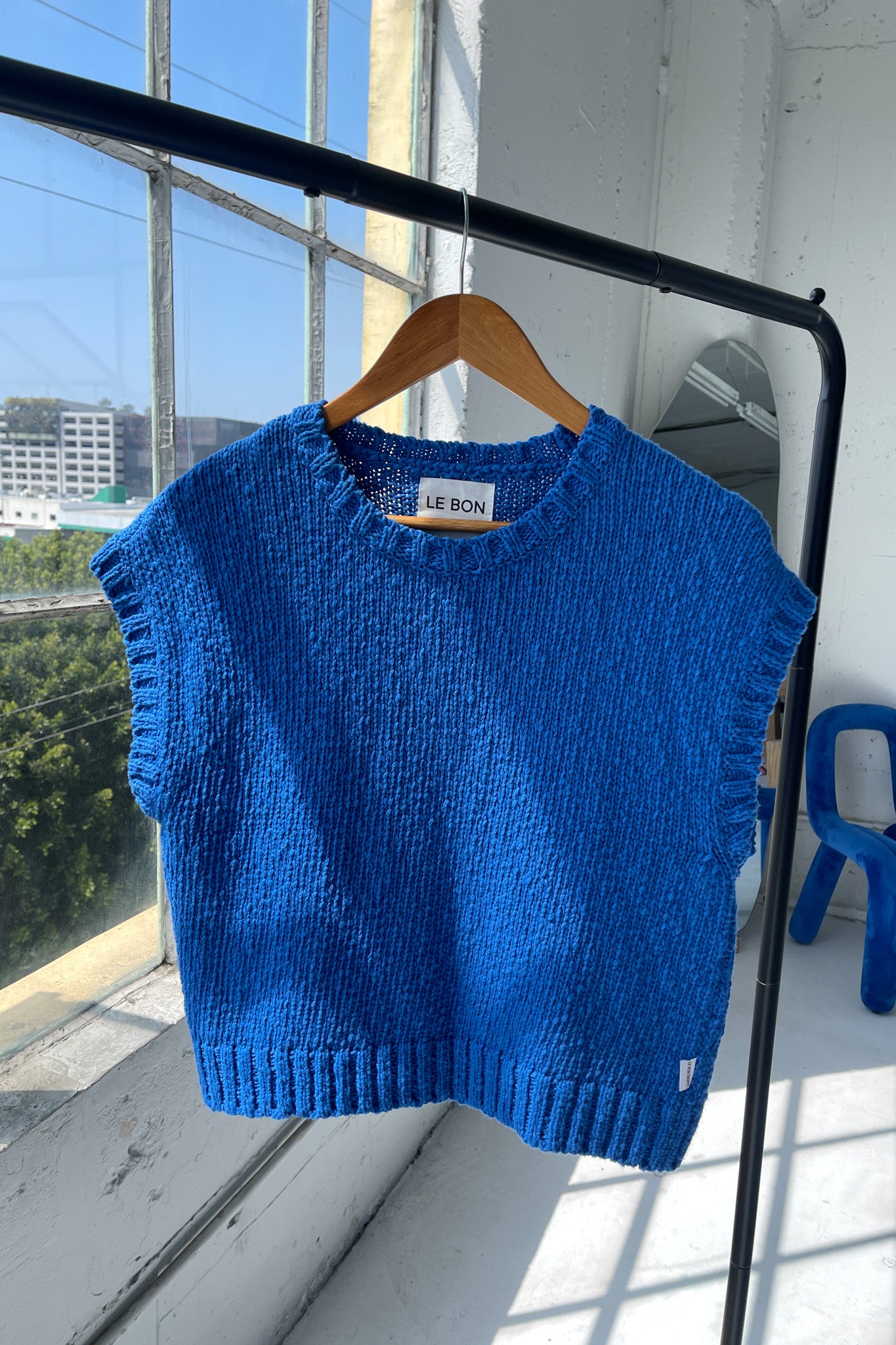 Pierre Cotton Sweater Top - Blue