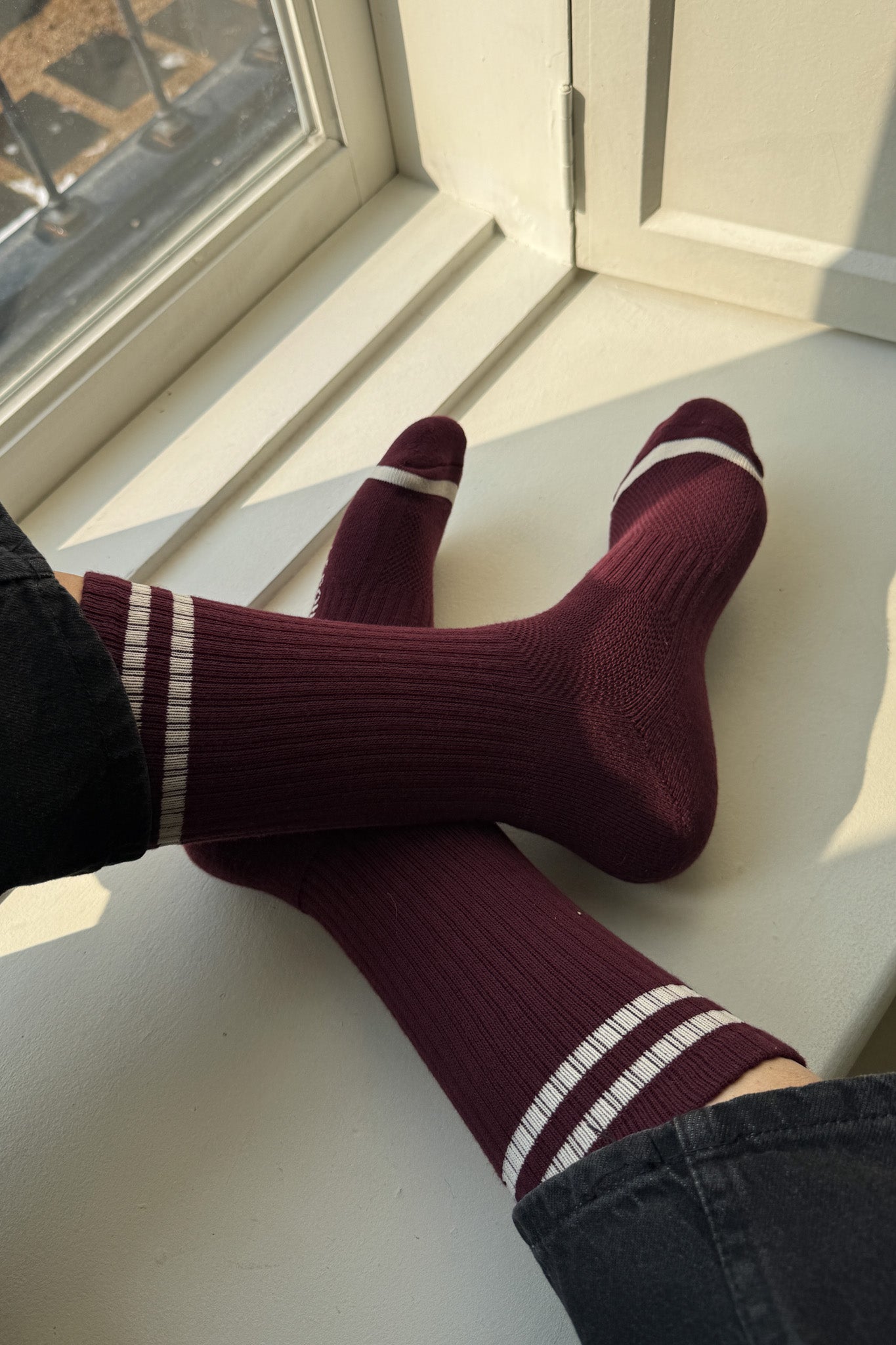 EXTENDED  Boyfriend Socks - Maroon
