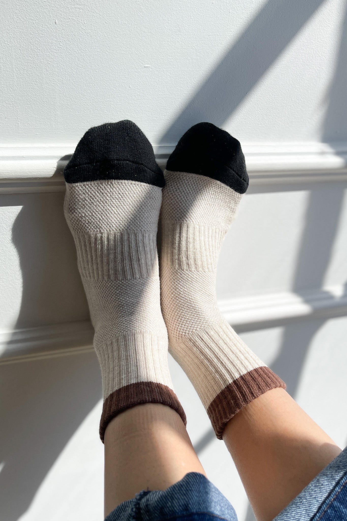 Color Block Girlfriend Socks - Black Coffee