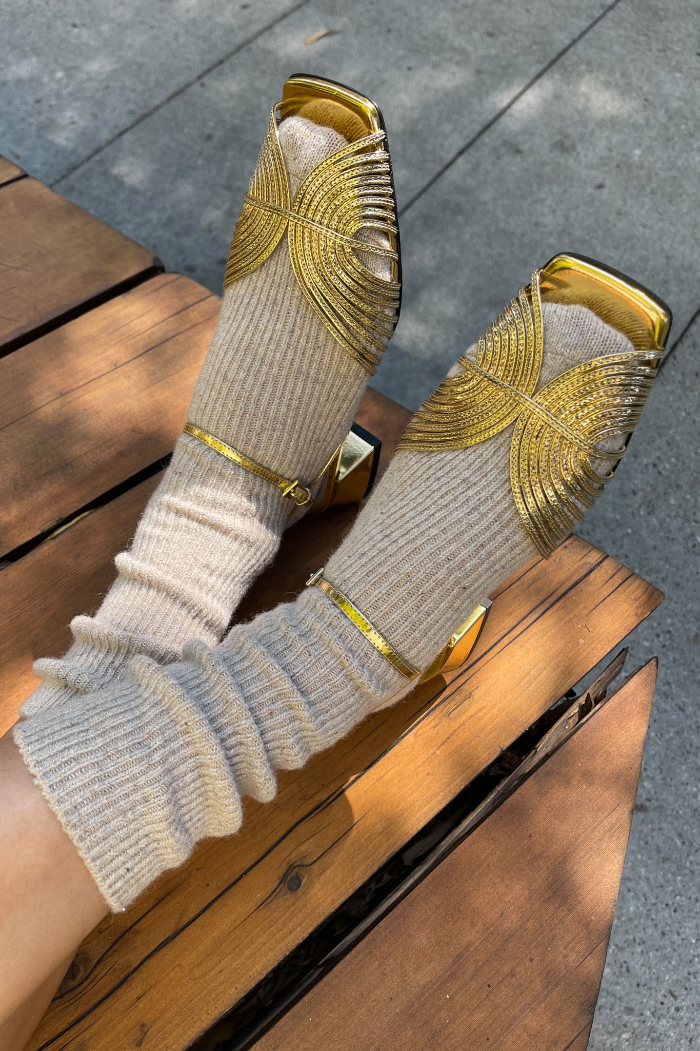 Winter Sparkle Socks - Champagne