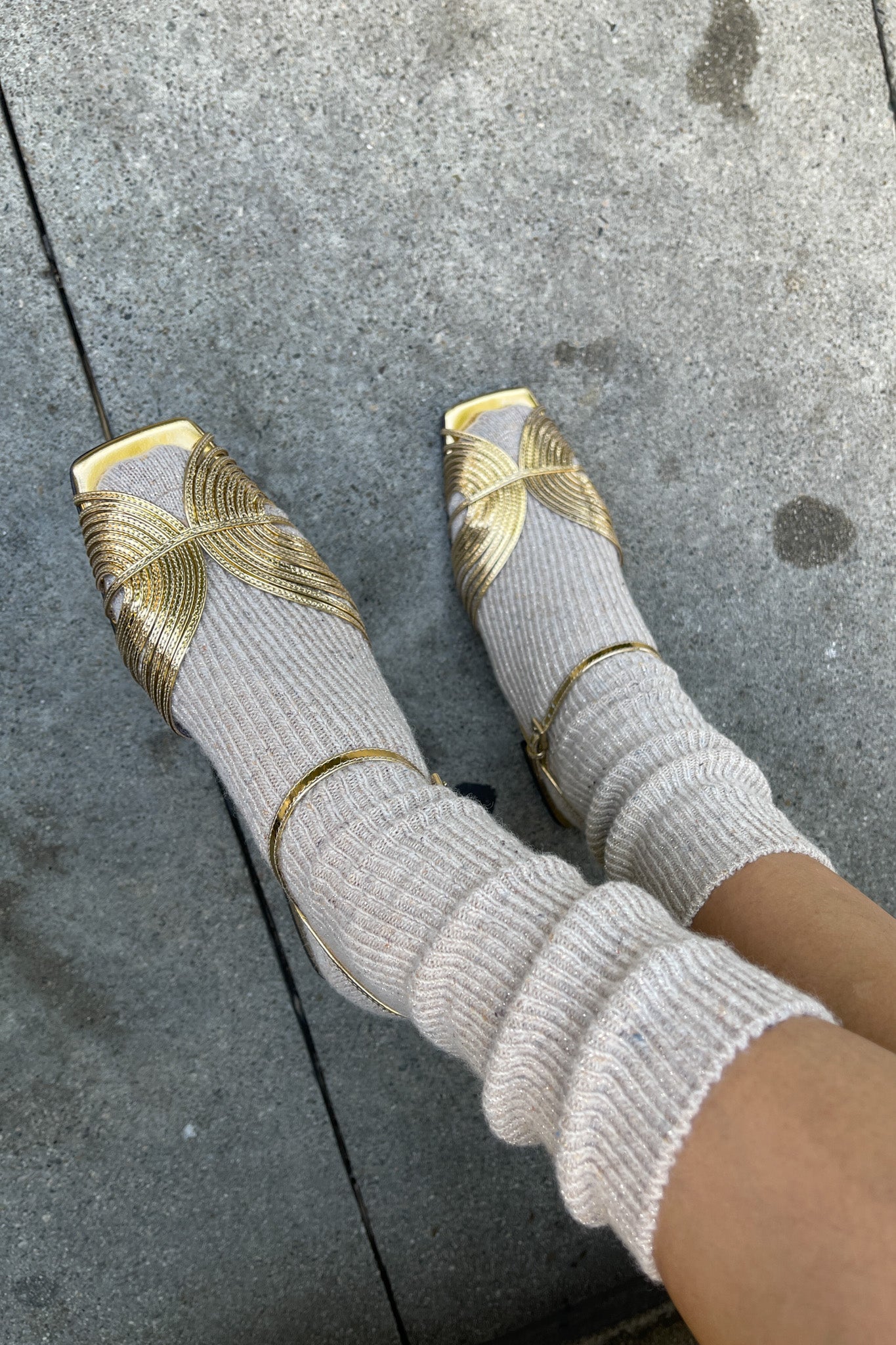 Winter Sparkle Socks - Champagne