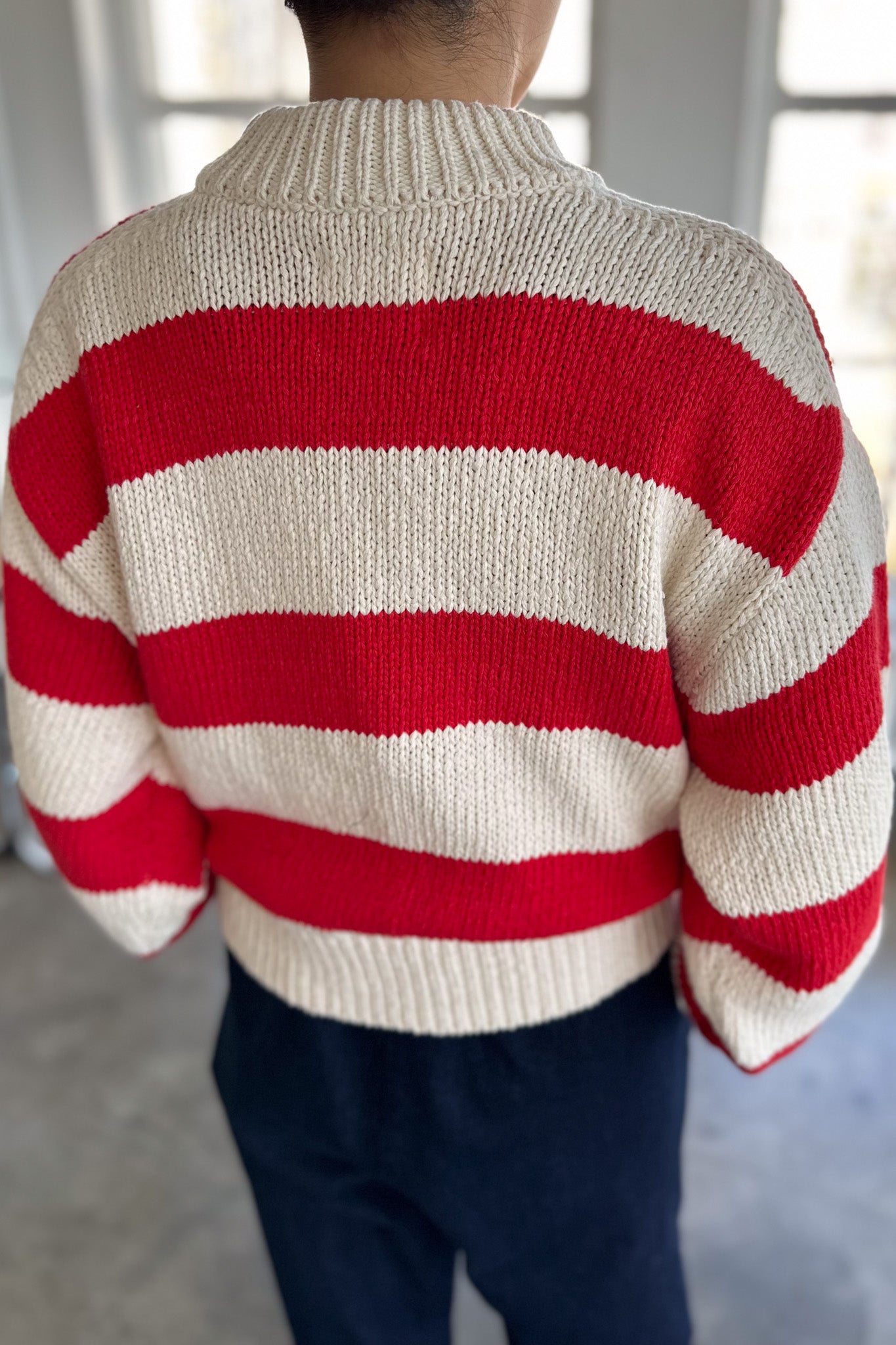 Zoe Cotton Sweater - Red Stripe