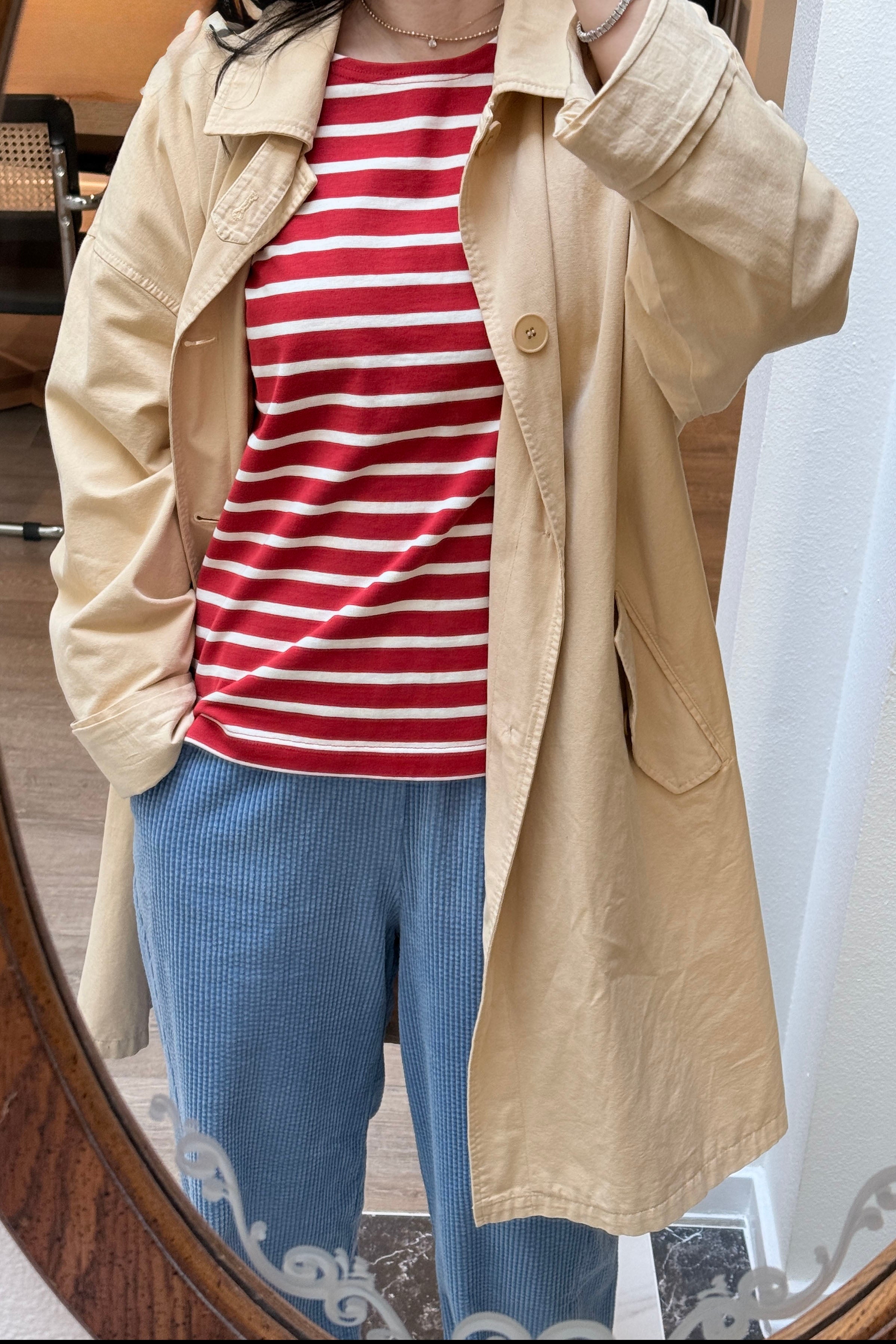 Sailor Top - White Stripe on Red