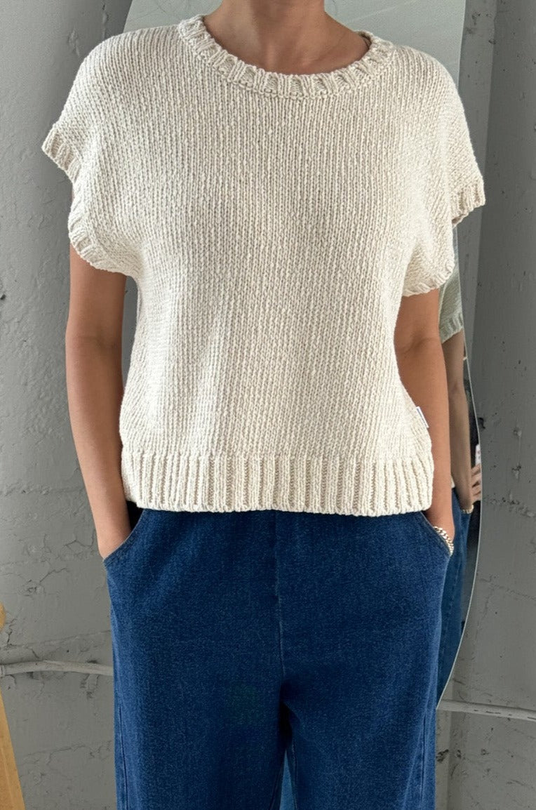 Pierre Cotton Sweater Top - Naturel