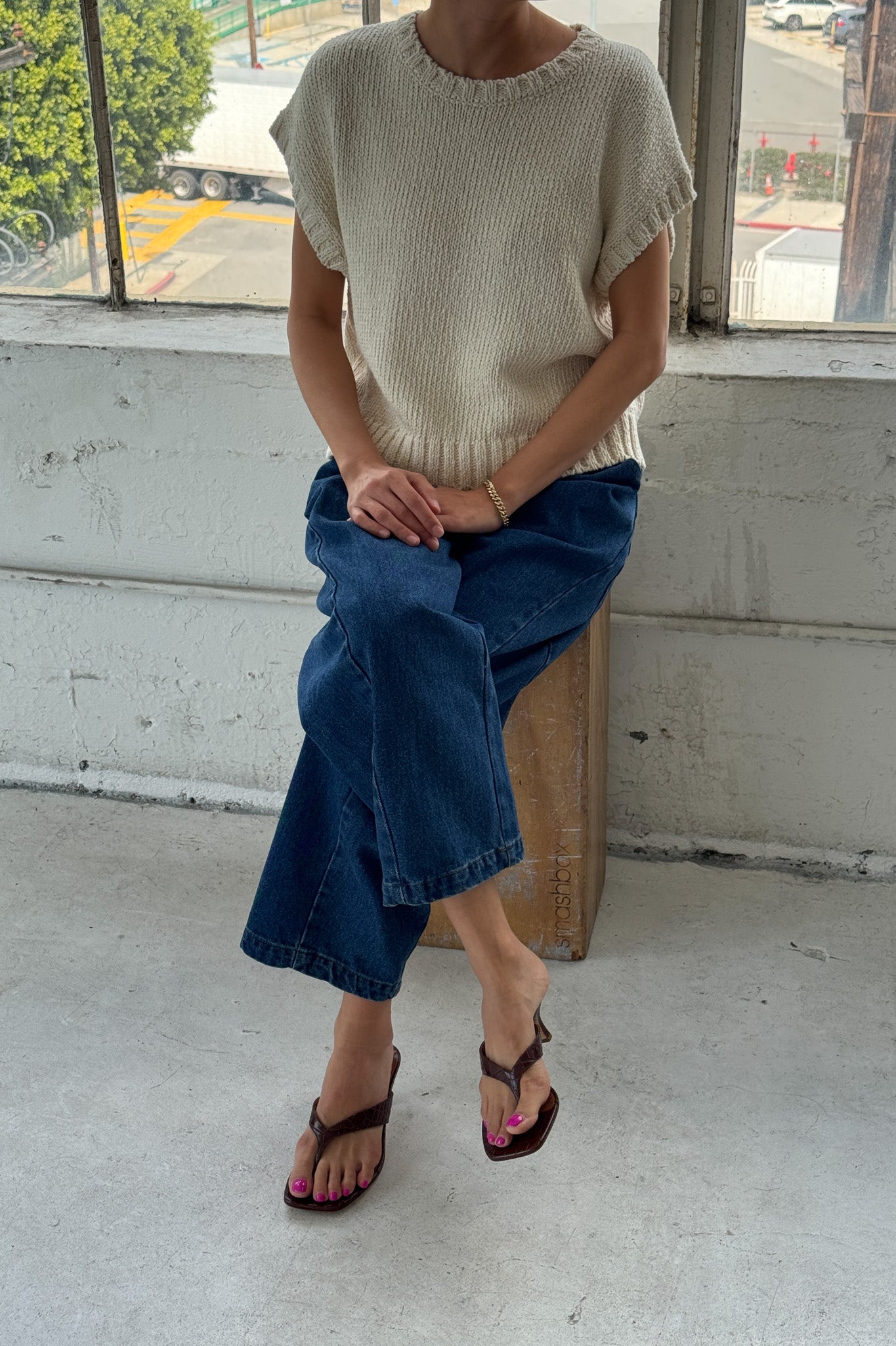 Pierre Cotton Sweater Top - Naturel