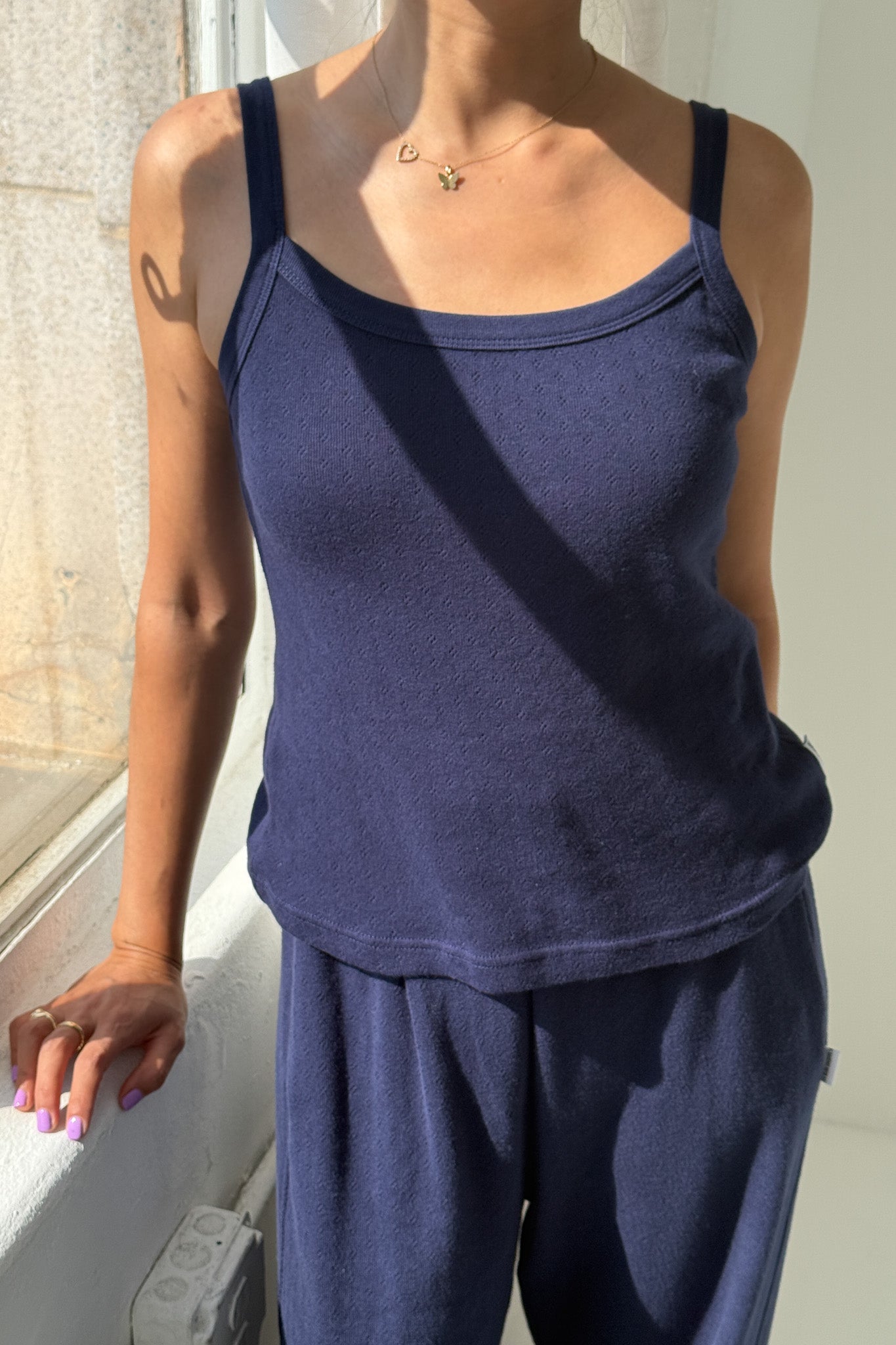 Pointelle Eve Cami- Navy