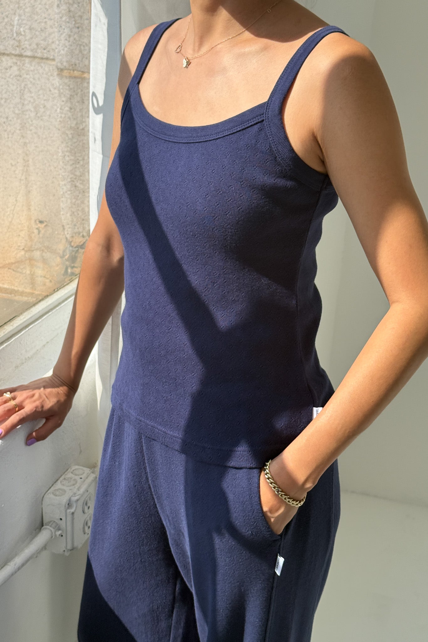 Pointelle Eve Cami- Navy