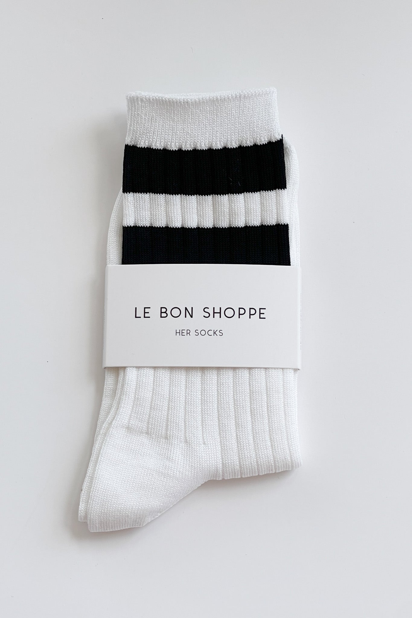 Her Varsity Socks - WHITE BLACK