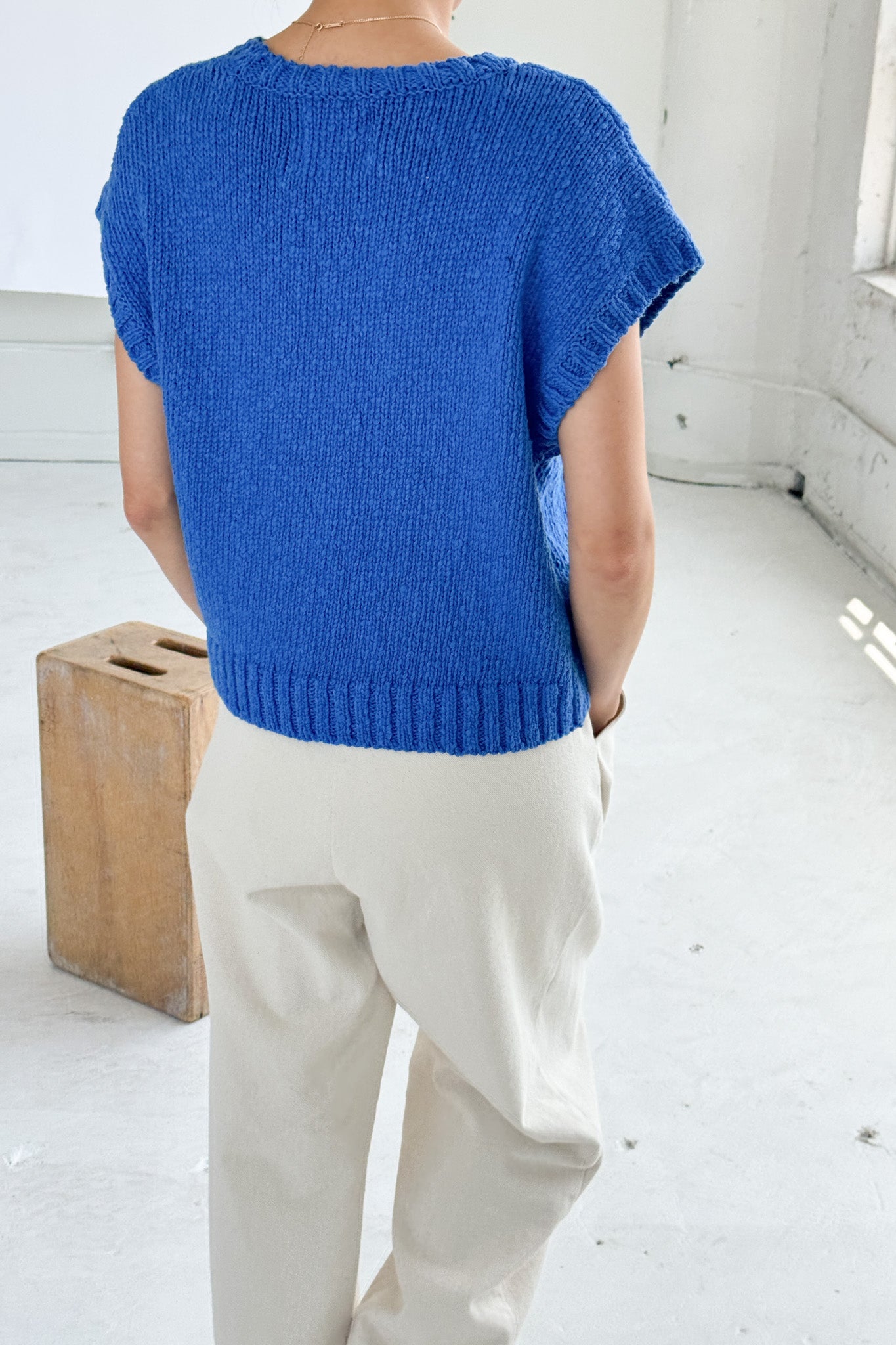 Pierre Cotton Sweater Top - Blue