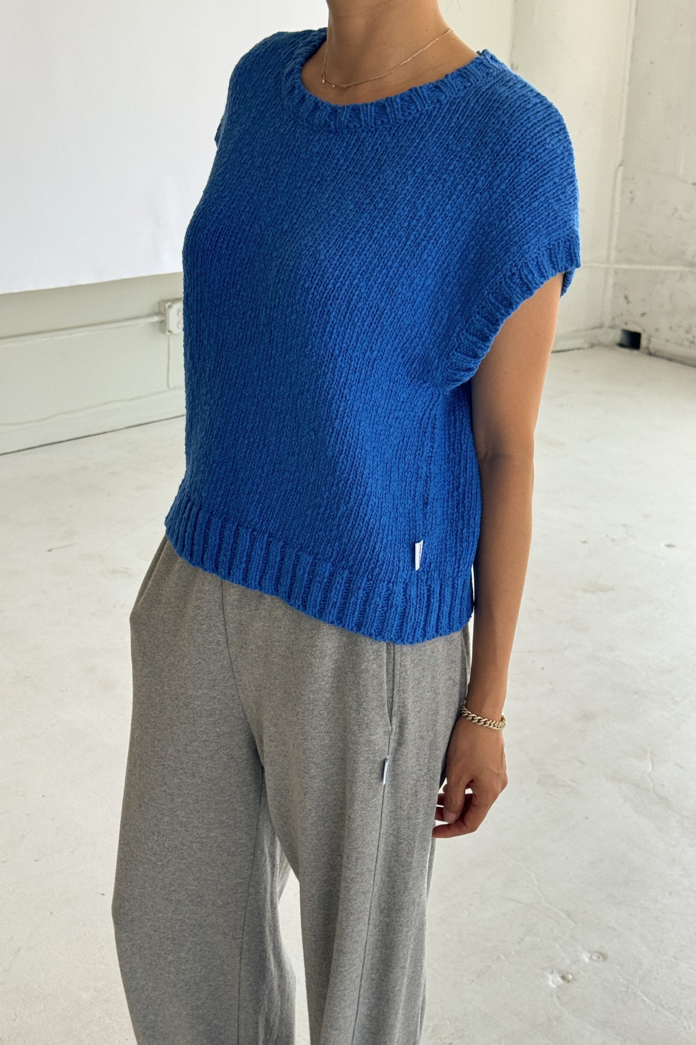 Pierre Cotton Sweater Top - Blue