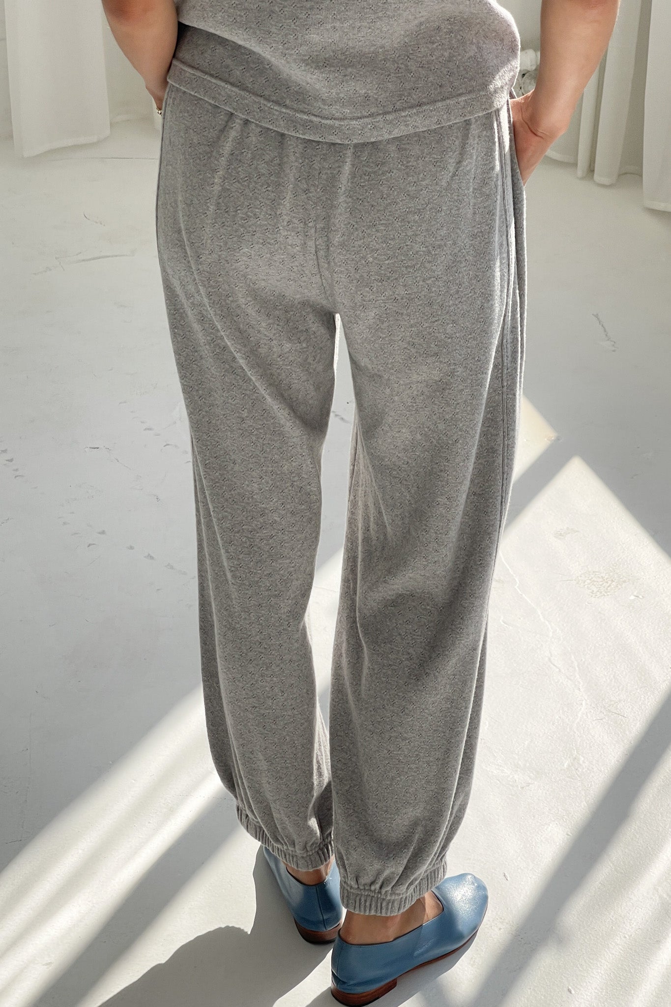 Pointelle Balloon Pants - Melange Grey