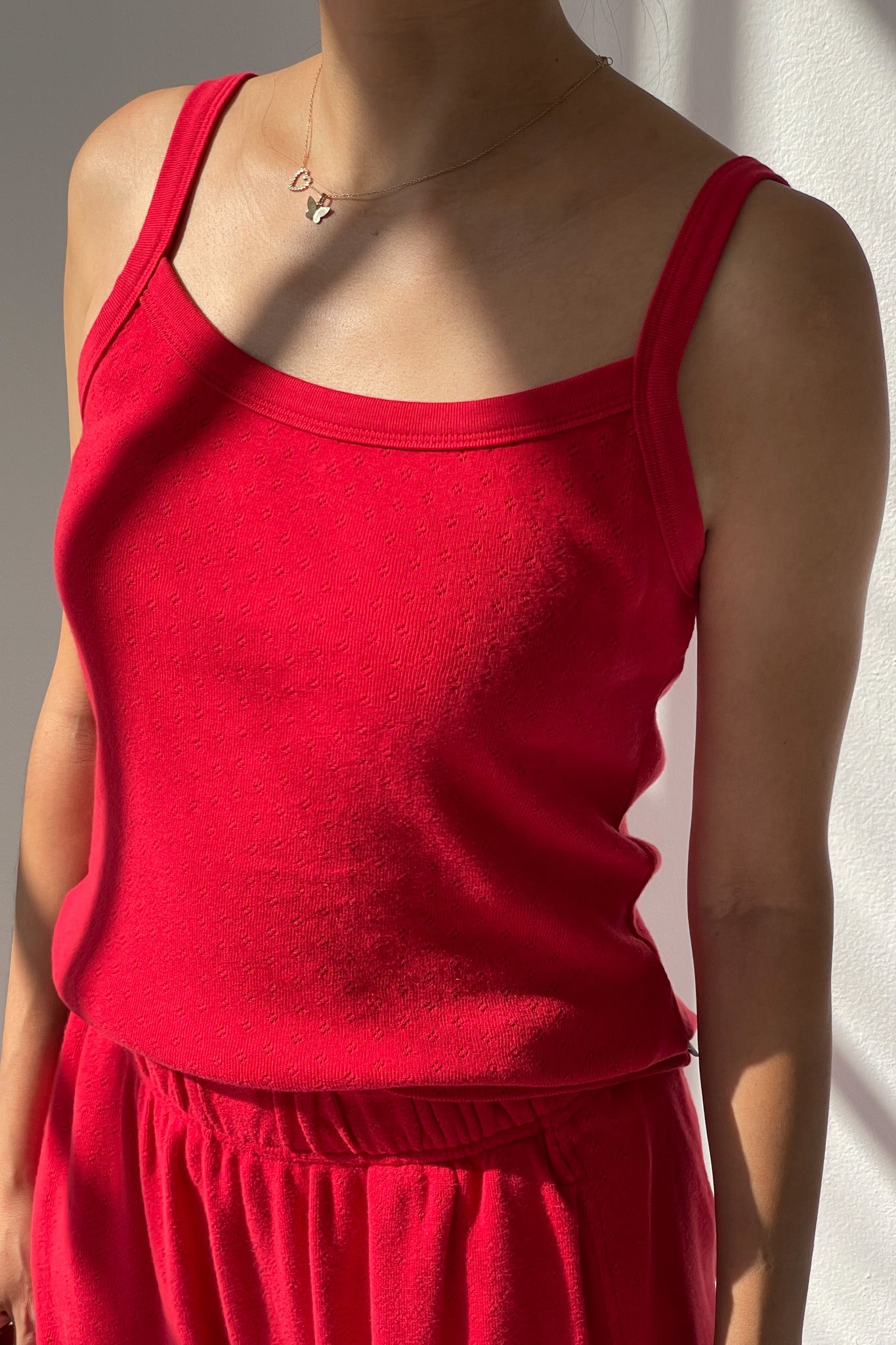 Pointelle Eve Cami- Red Apple