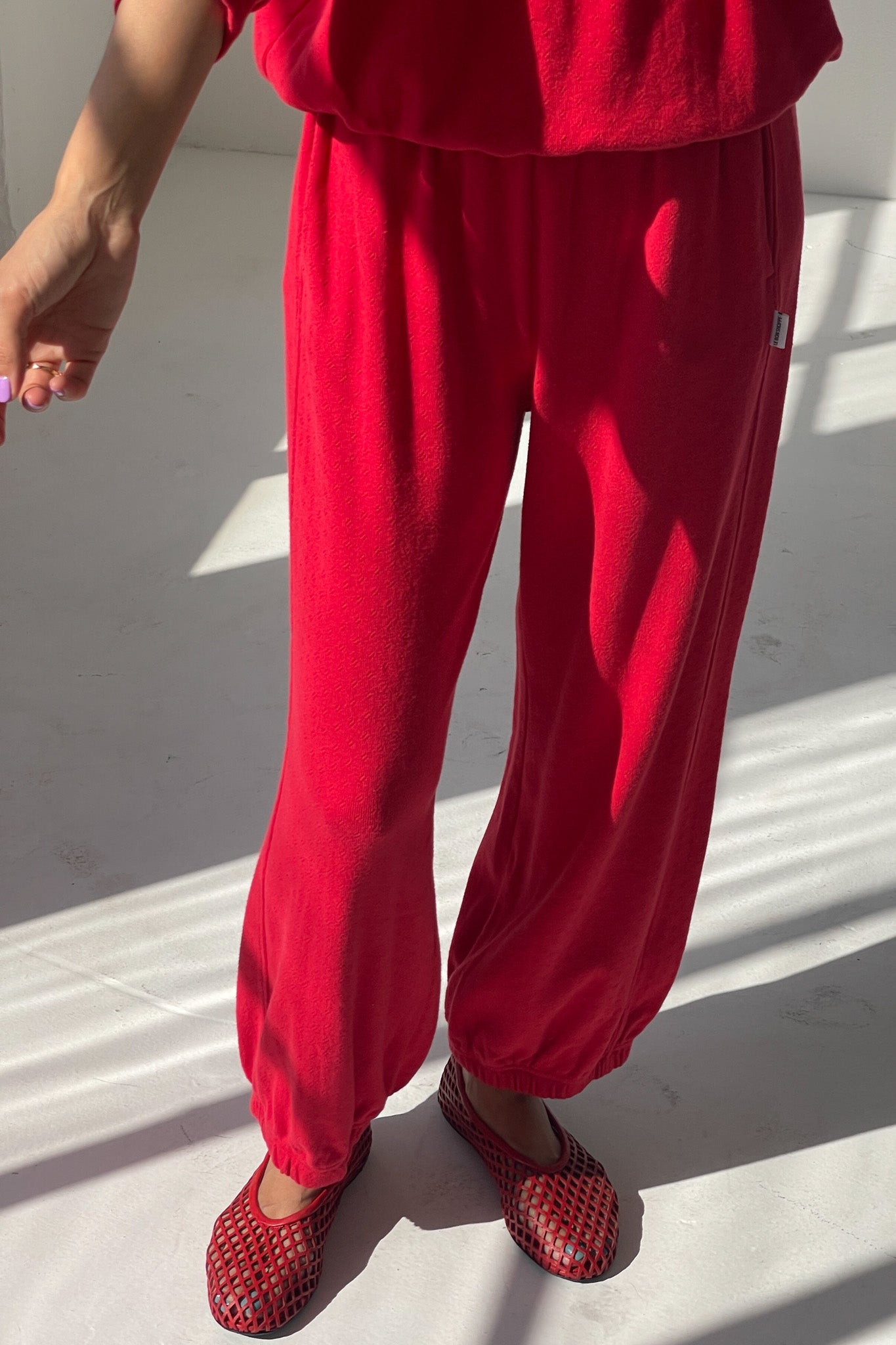 Pointelle Balloon Pants - Red Apple