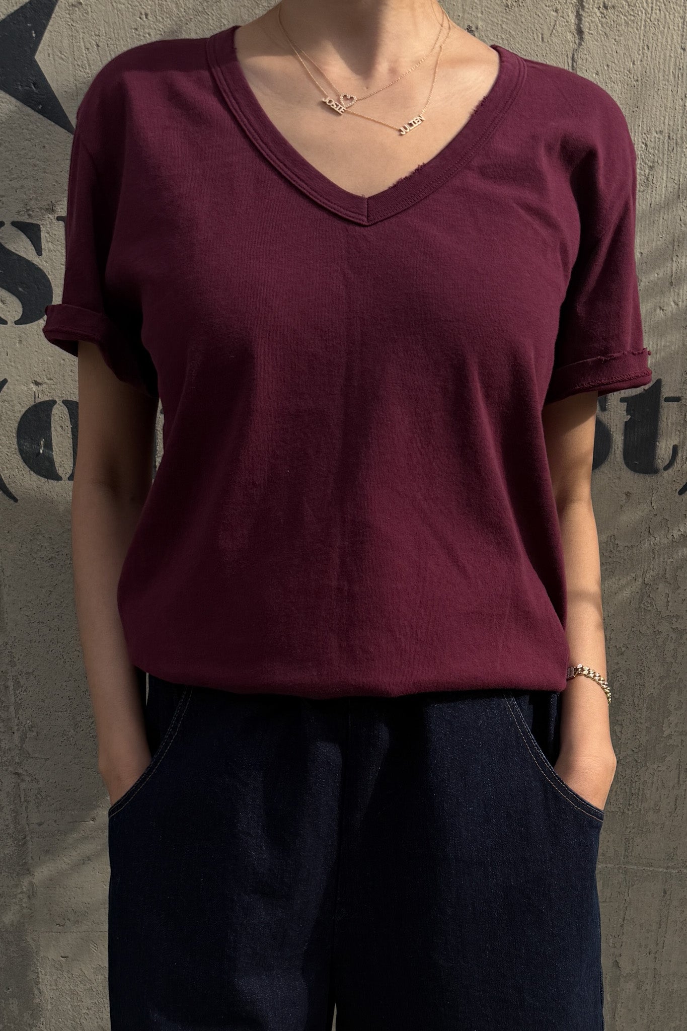 Vintage La Vie Tee (Organic Cotton) - Maroon