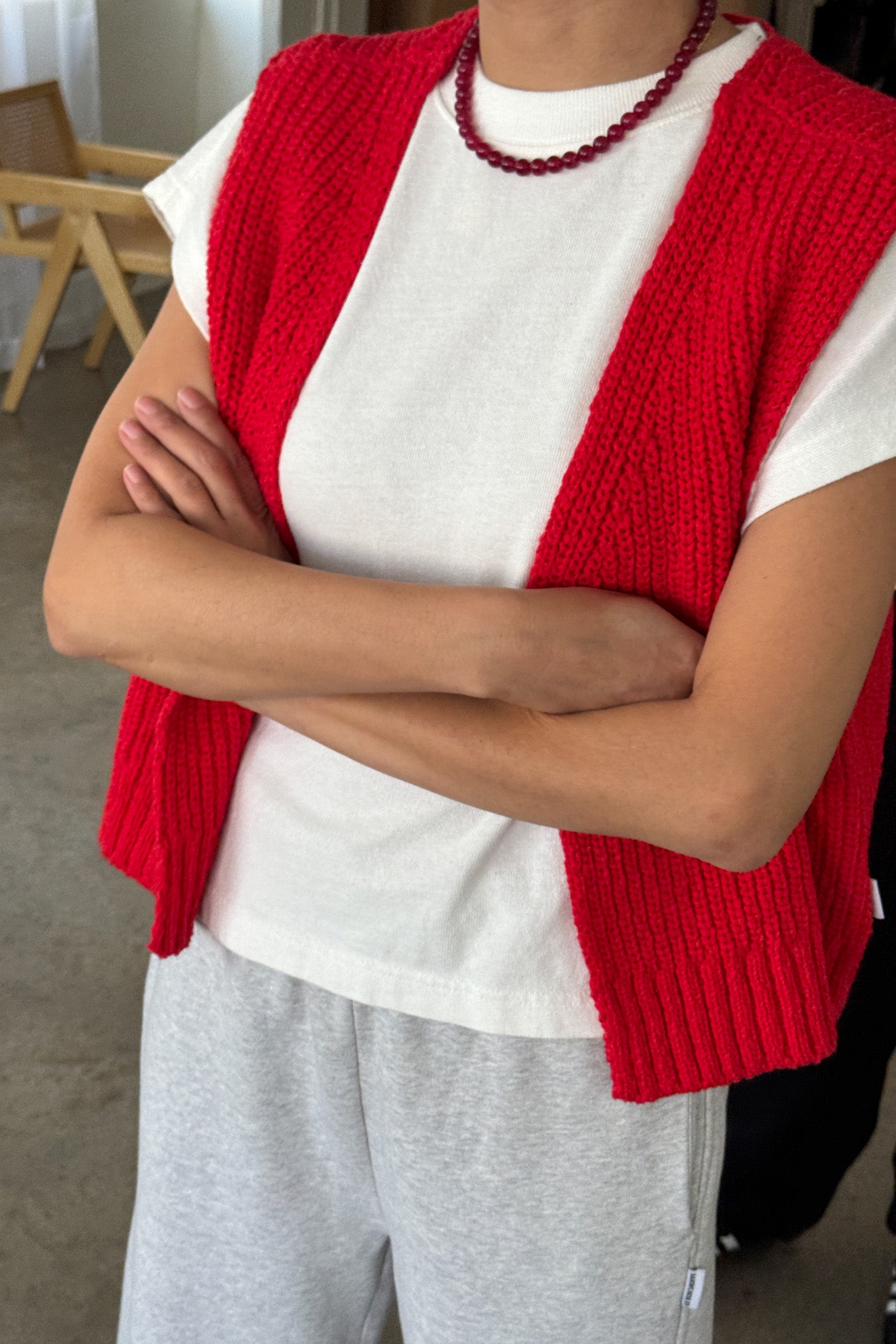 Gilet pull en coton Granny - Piment