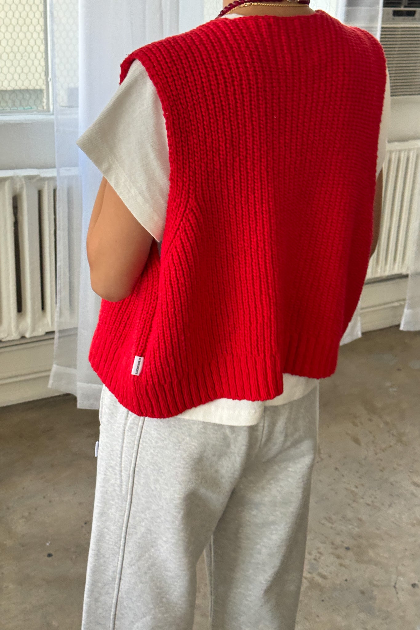 Granny Cotton Sweater Vest - Chili Pepper