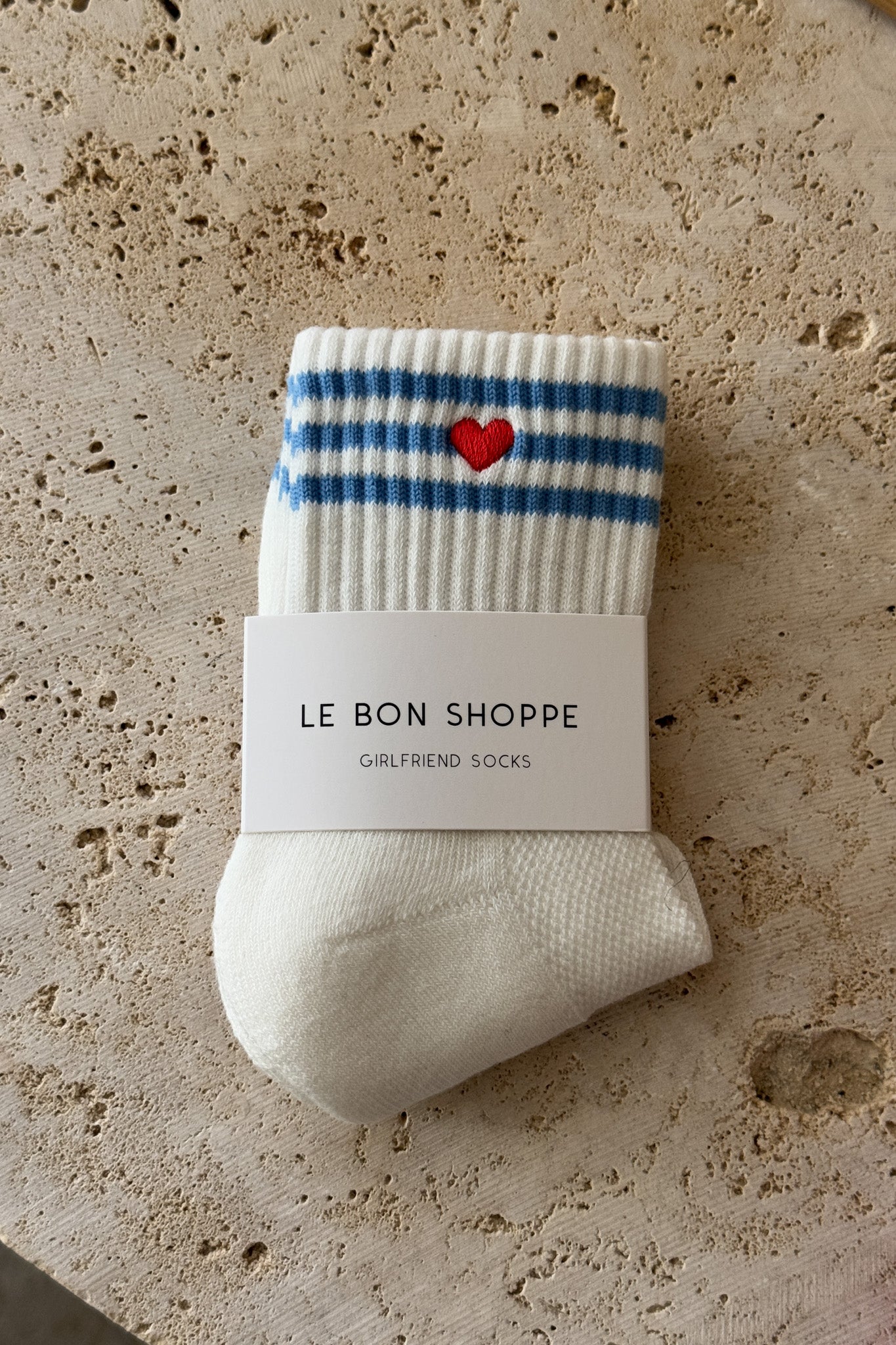 Embroidered Girlfriend Socks - IVORY + HEART