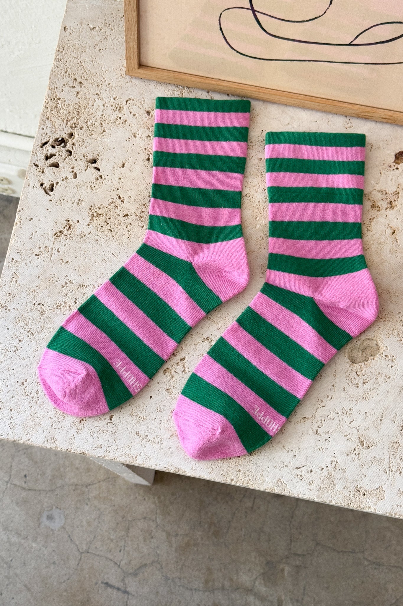 Wally Socks - Wide / Pink Green