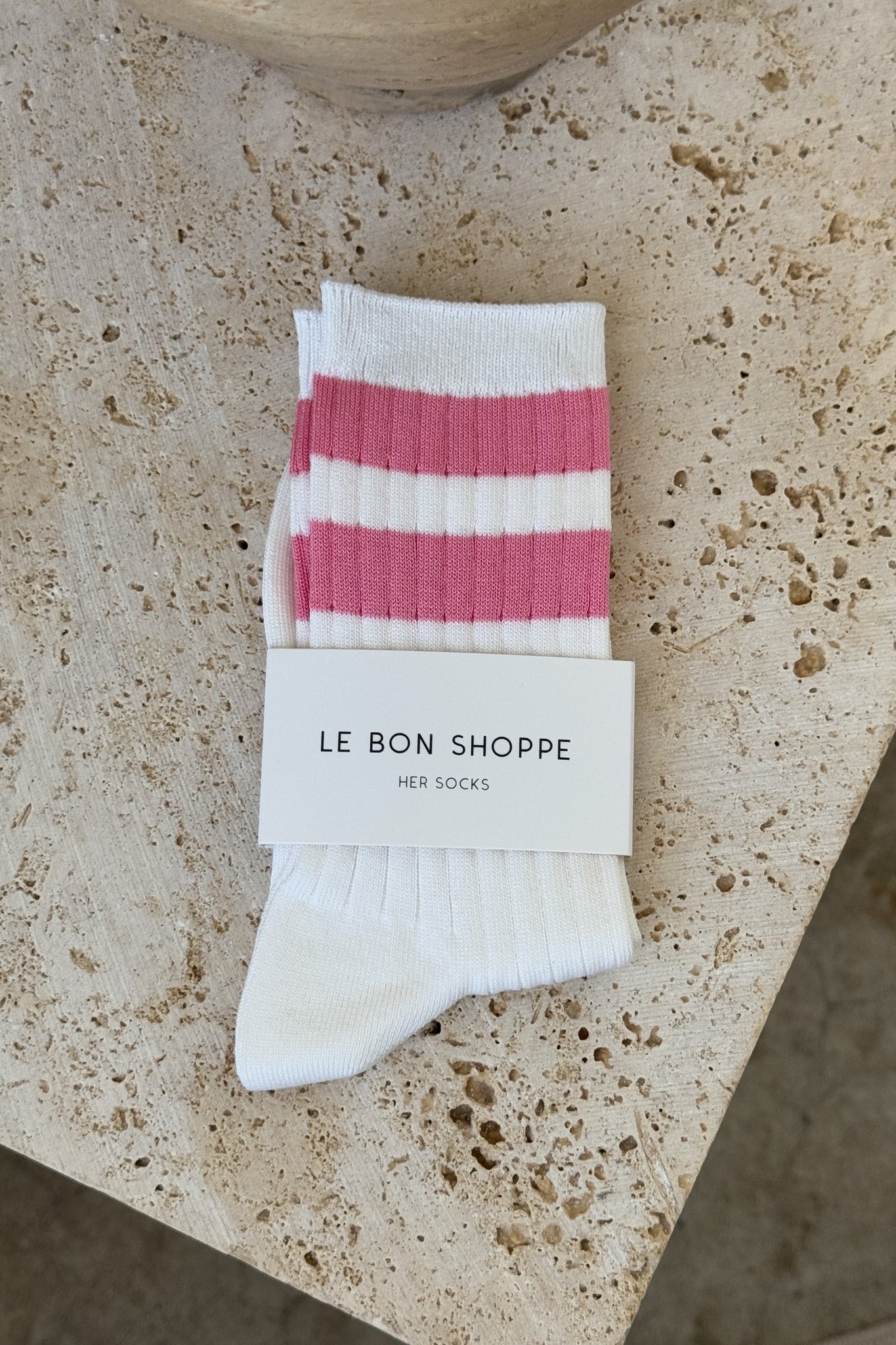 Her Varsity Socks - Pink Stripe