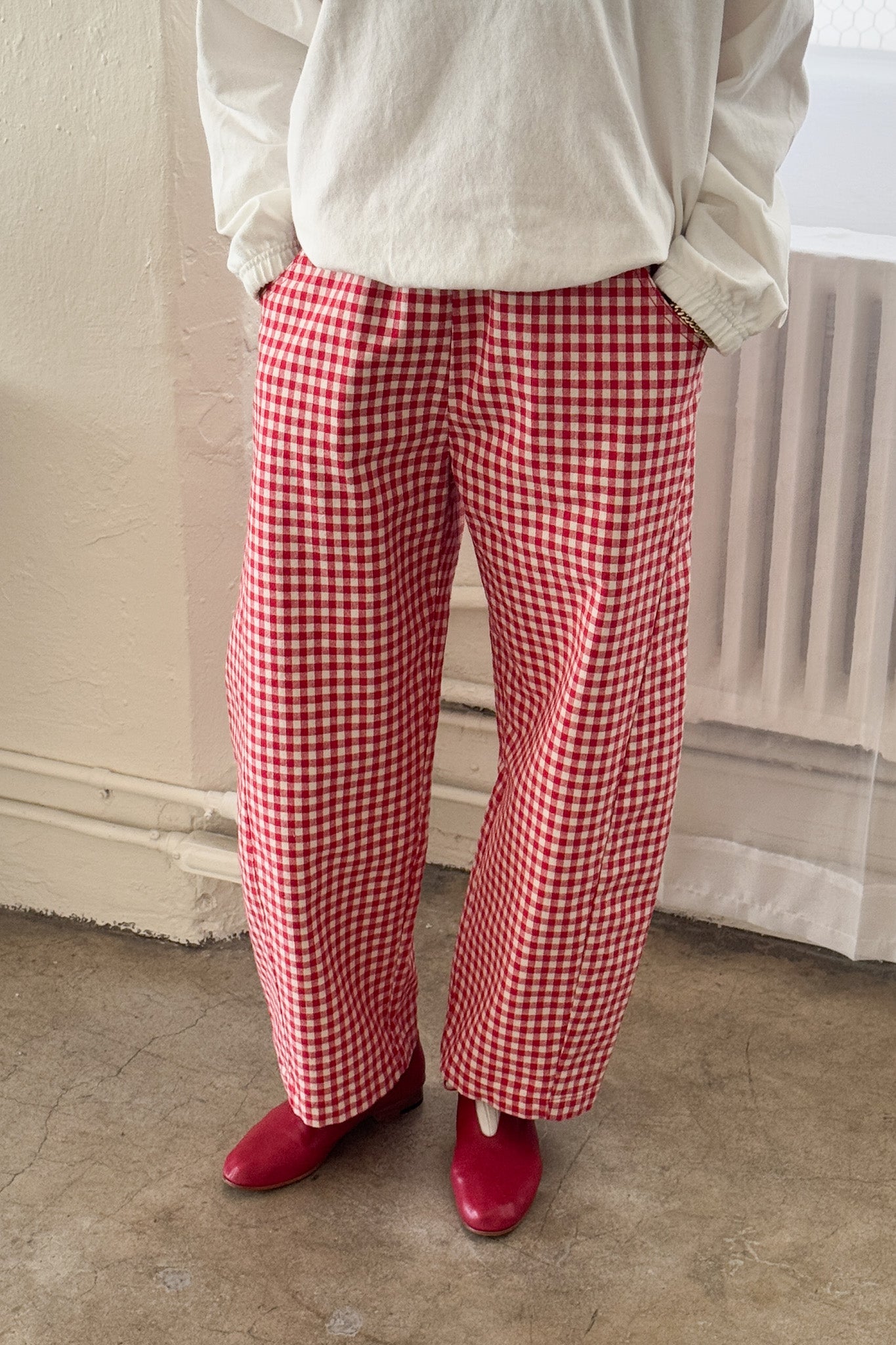 Gingham Arc Pants - Red Gingham