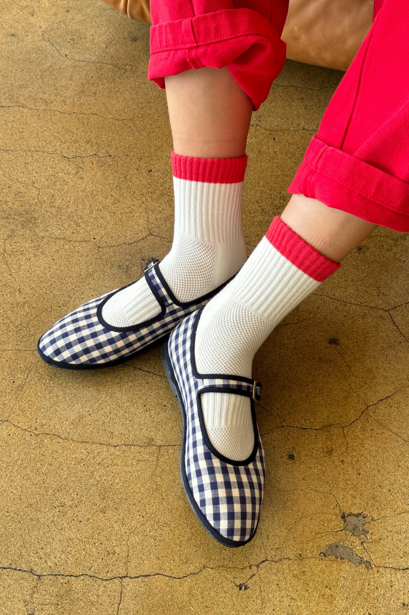 Color Block Girlfriend Socks - Blue Red