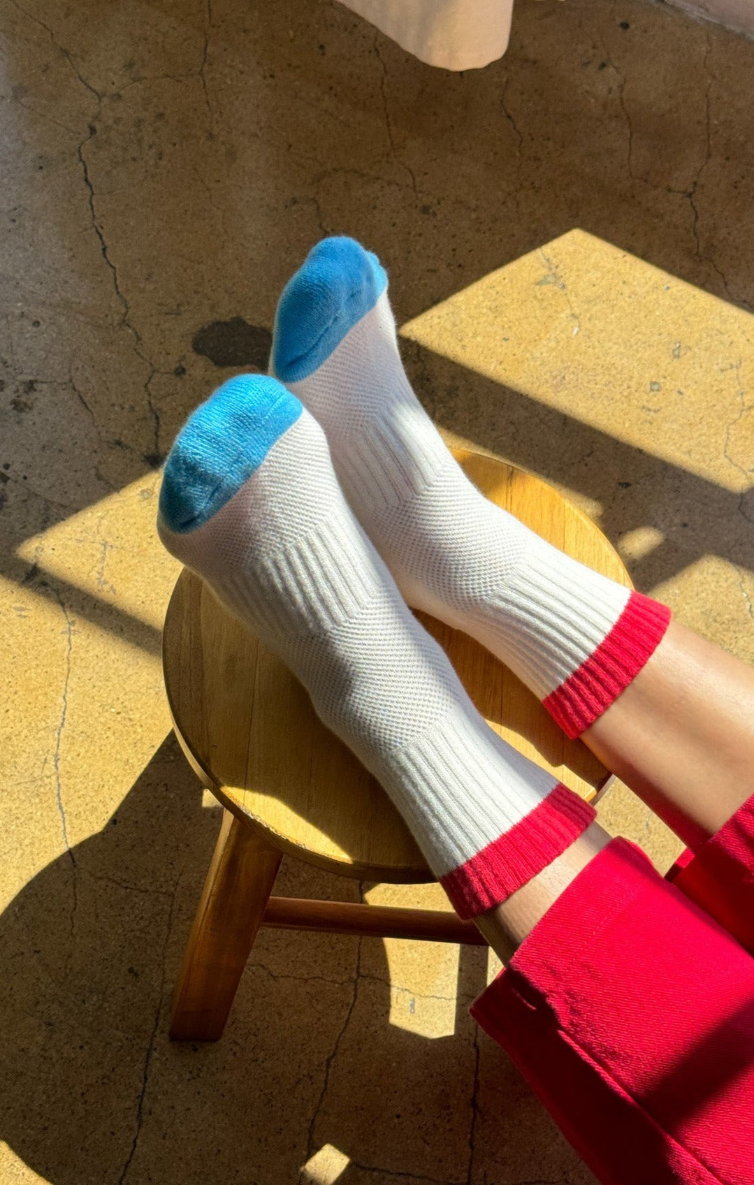 Color Block Girlfriend Socks - Blue Red