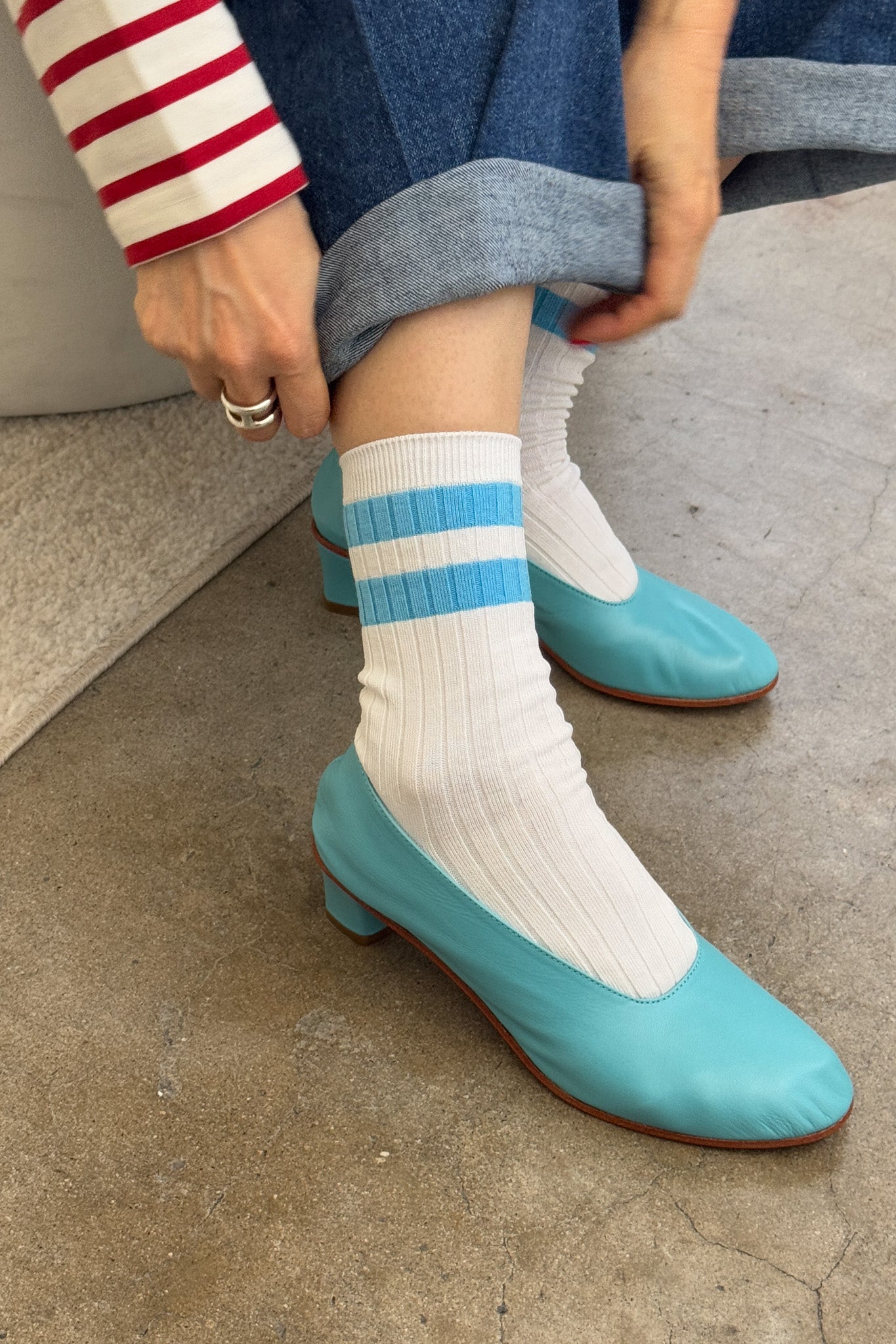 Her Varsity Socks - Blue Stripe