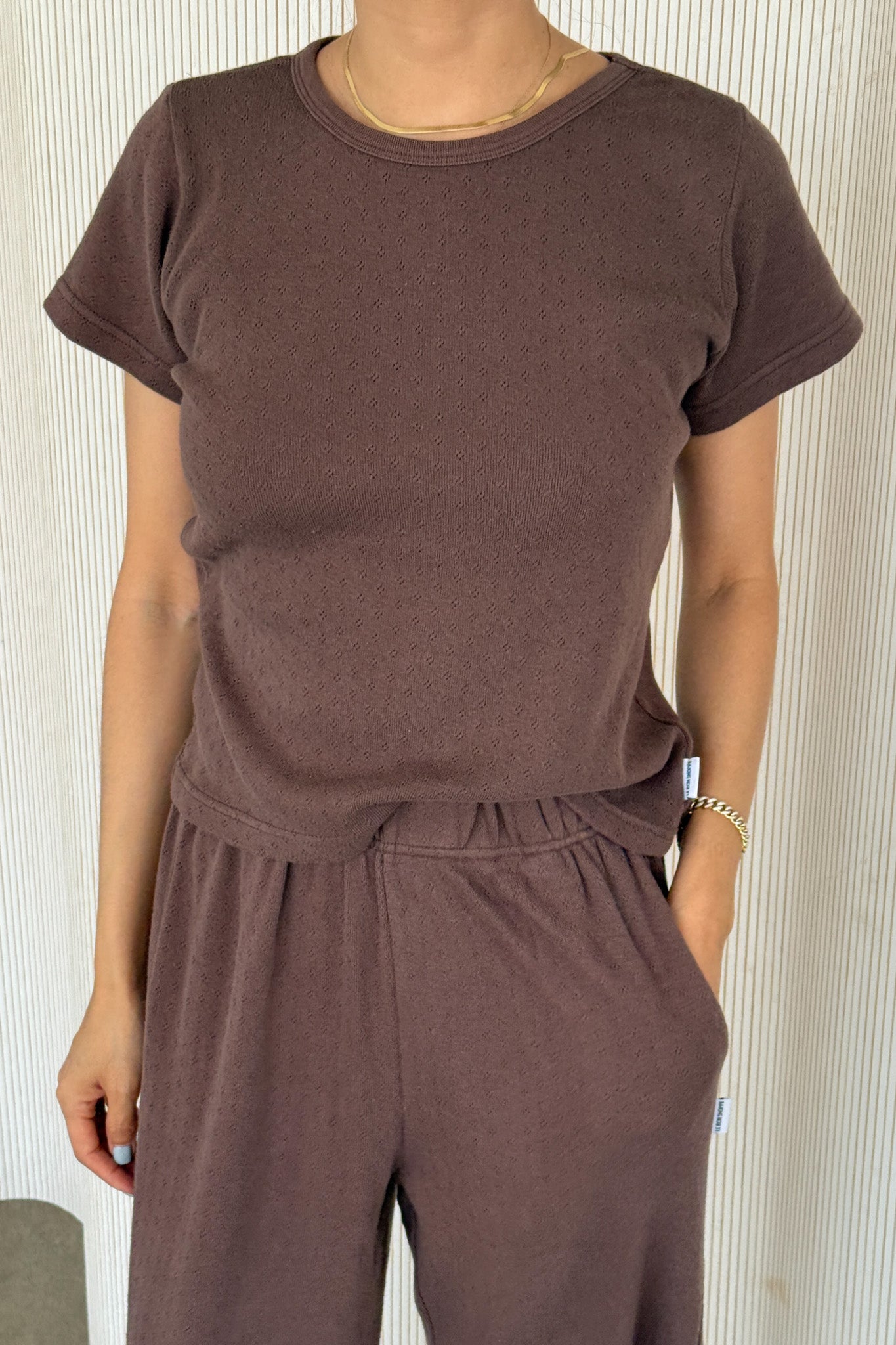 Pointelle Babe Tee- CHOCOLATE