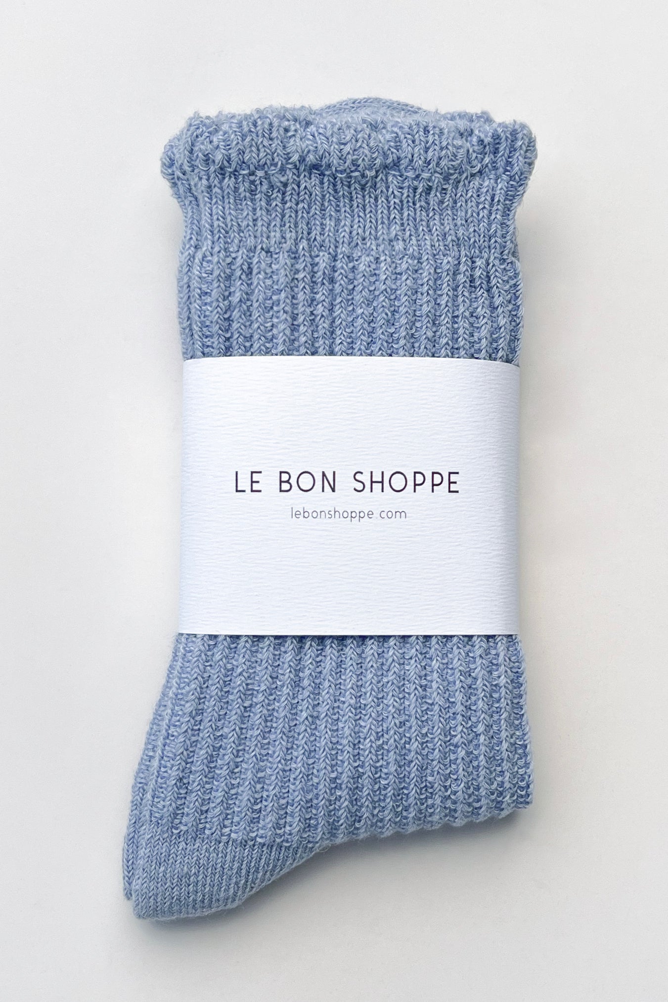 Linen Scallop Socks - Pale Blue