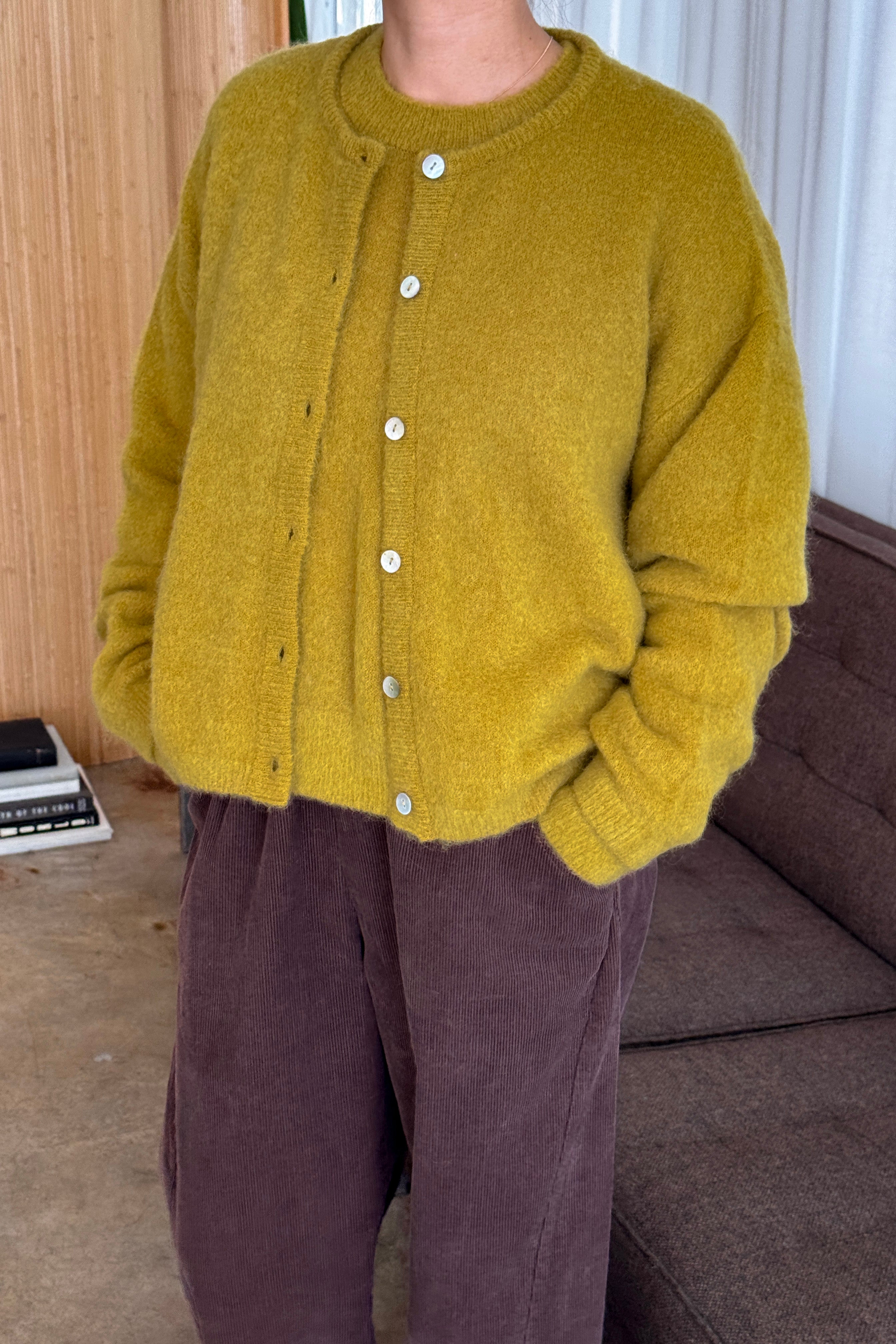Leila Mohair Cardigan - Bistro Yellow
