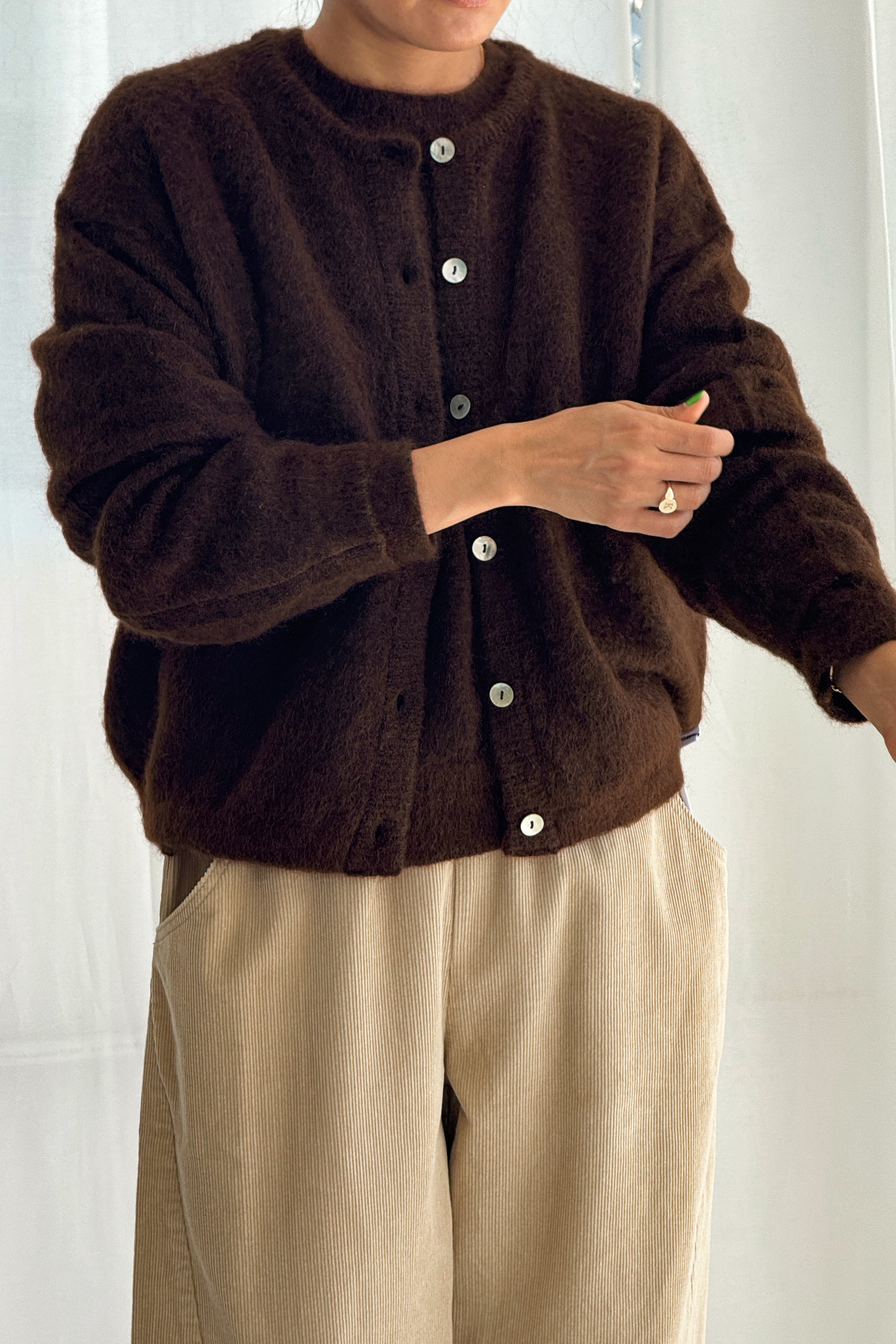 Leila Mohair Cardigan - Cocoa Bean