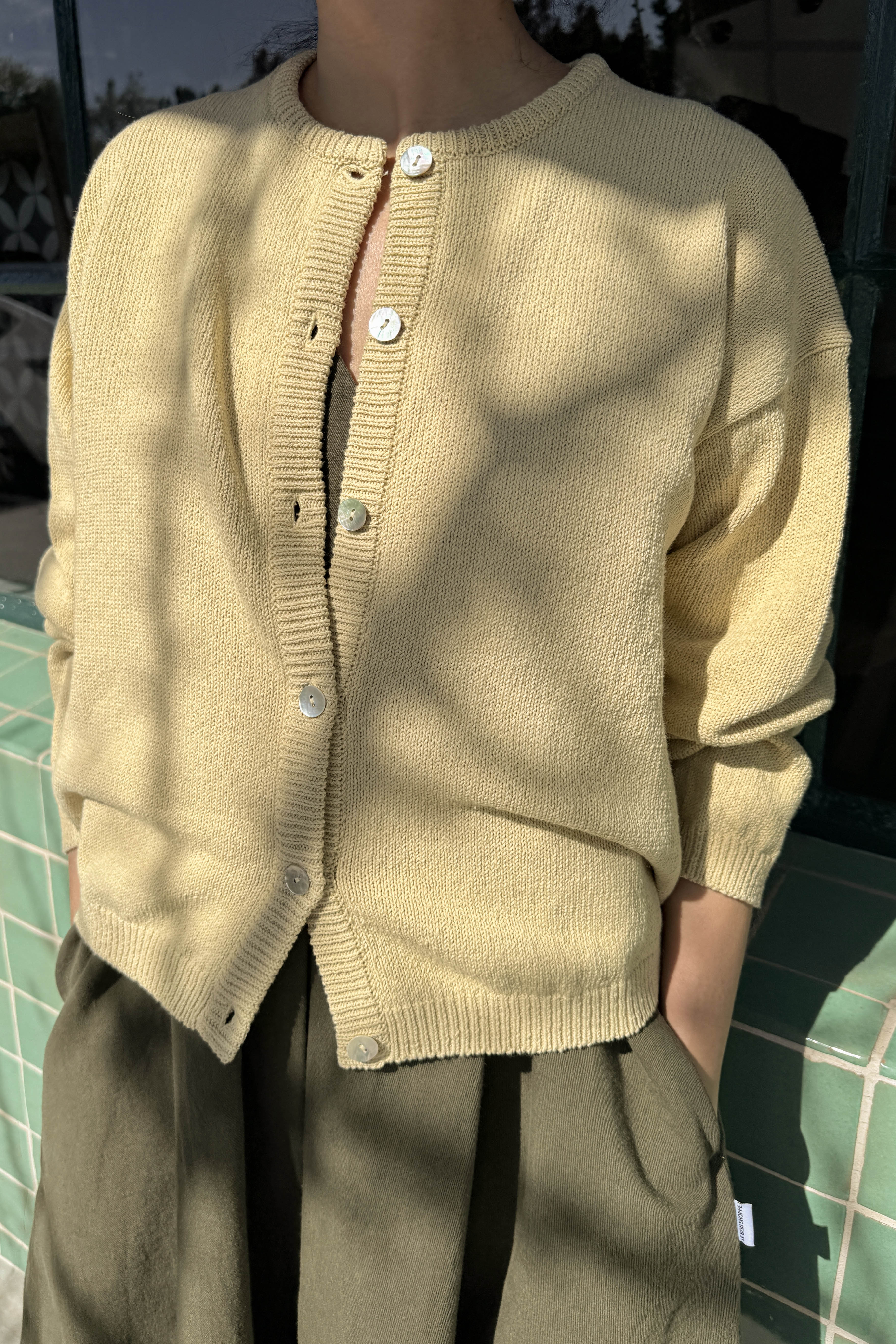 Cotton Leila Cardigan - Custard