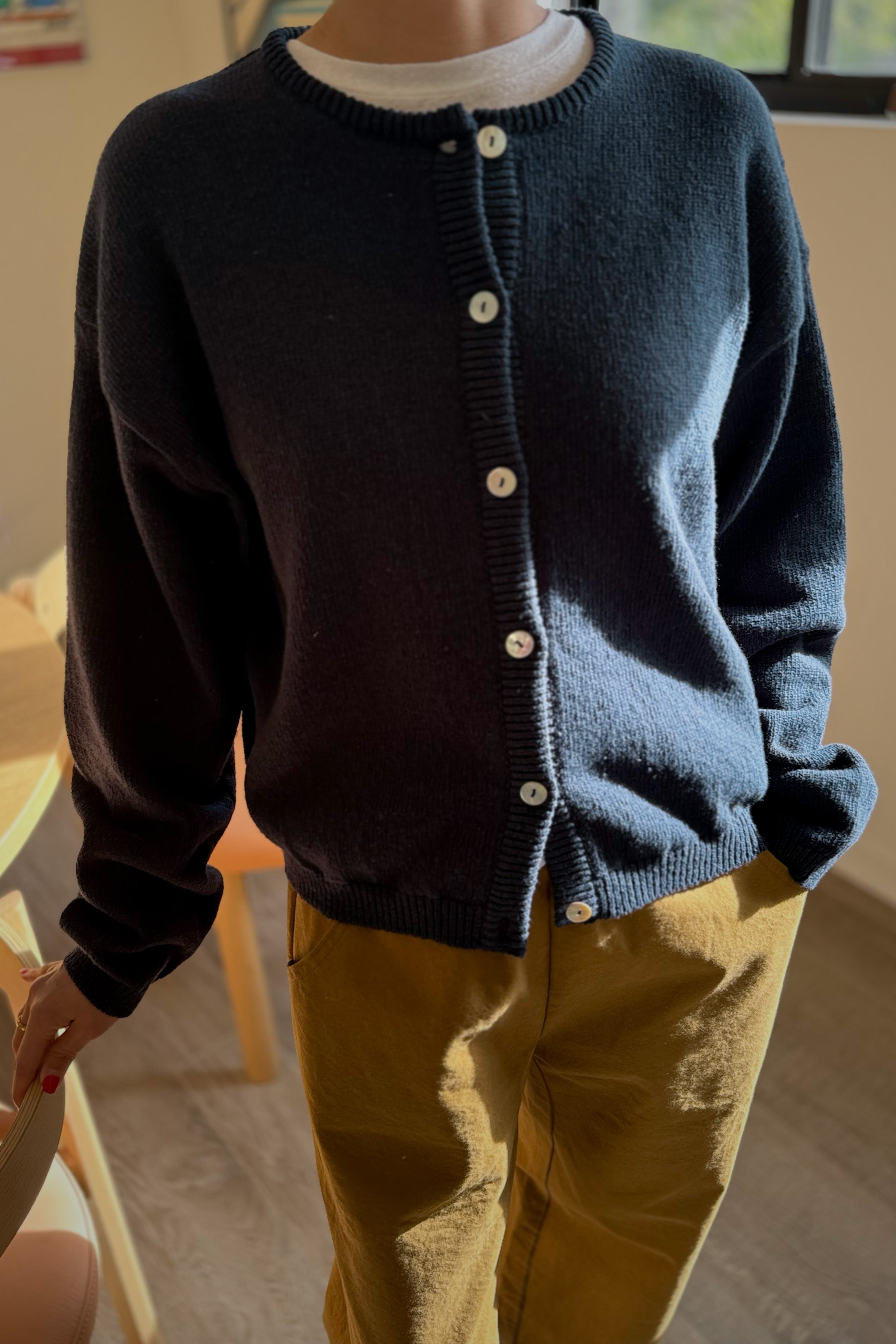 Cotton Leila Cardigan - Navy