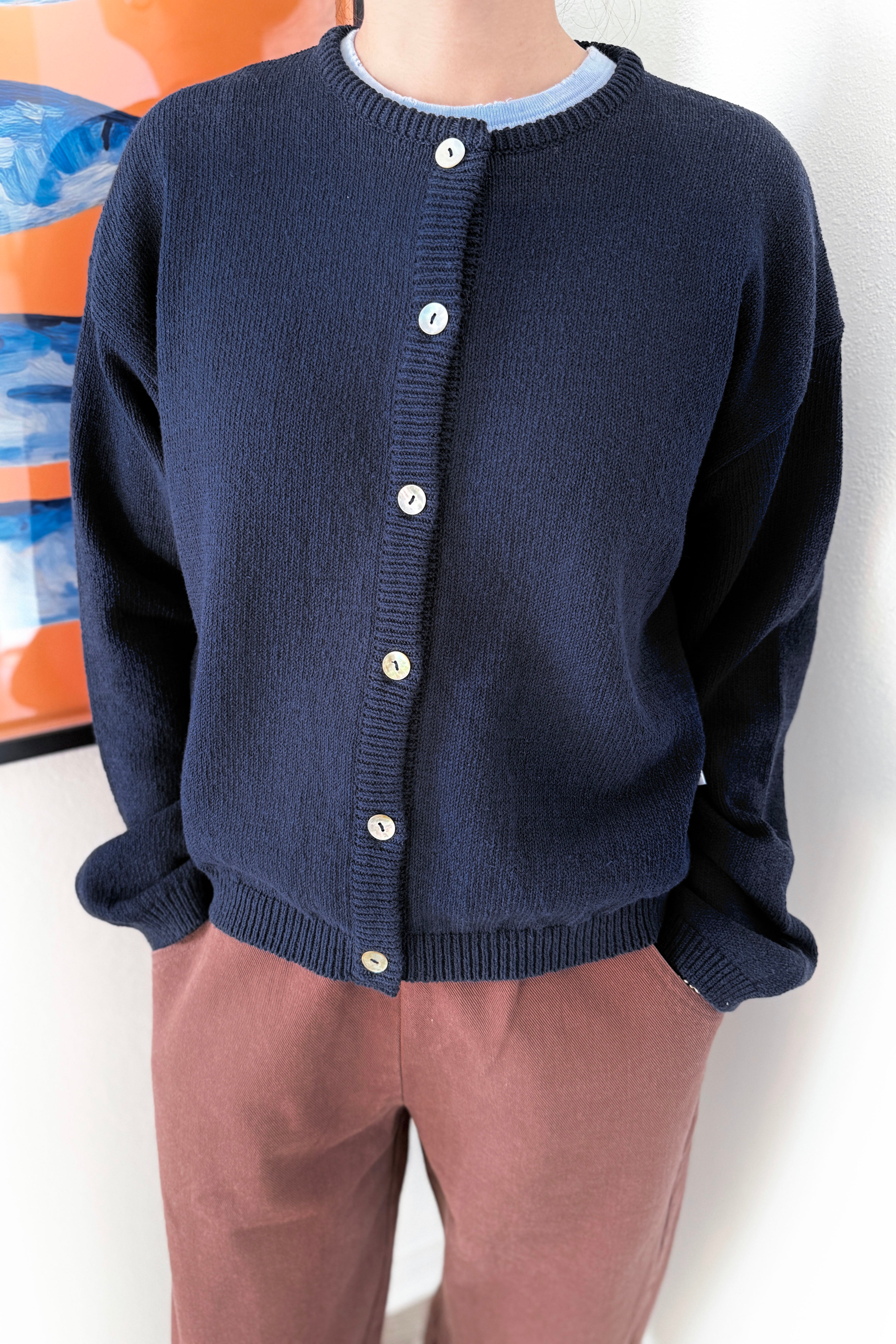 Cotton Leila Cardigan - Navy