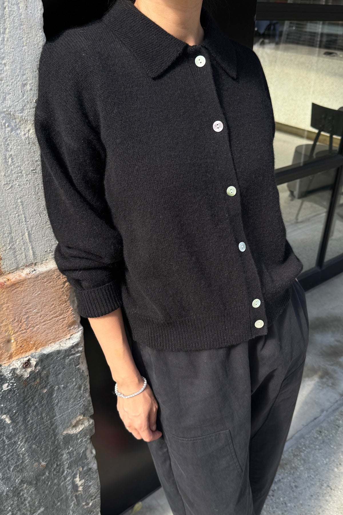 Lou Cashmere Cardigan - Black